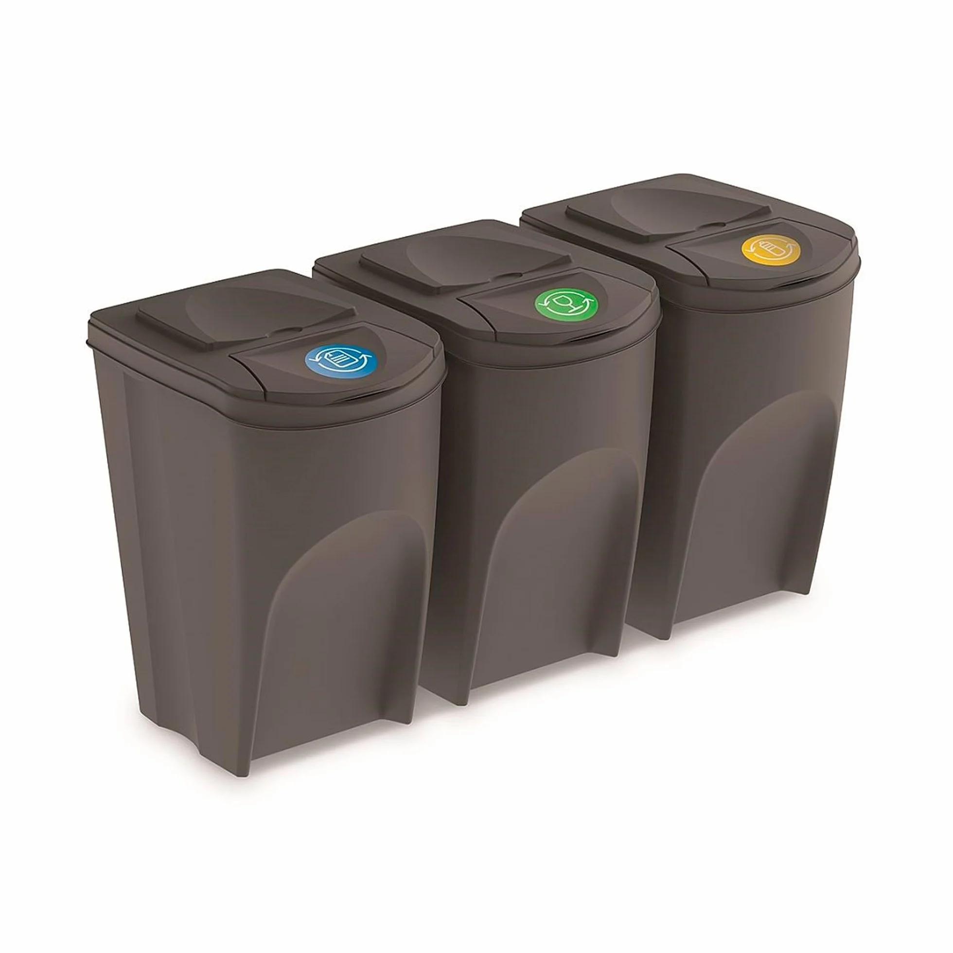 Prosperplast Sortibox Kosz na Śmieci Segregacja Odpadów 3 x 35 l Szary Komplet Plastikowych Koszy