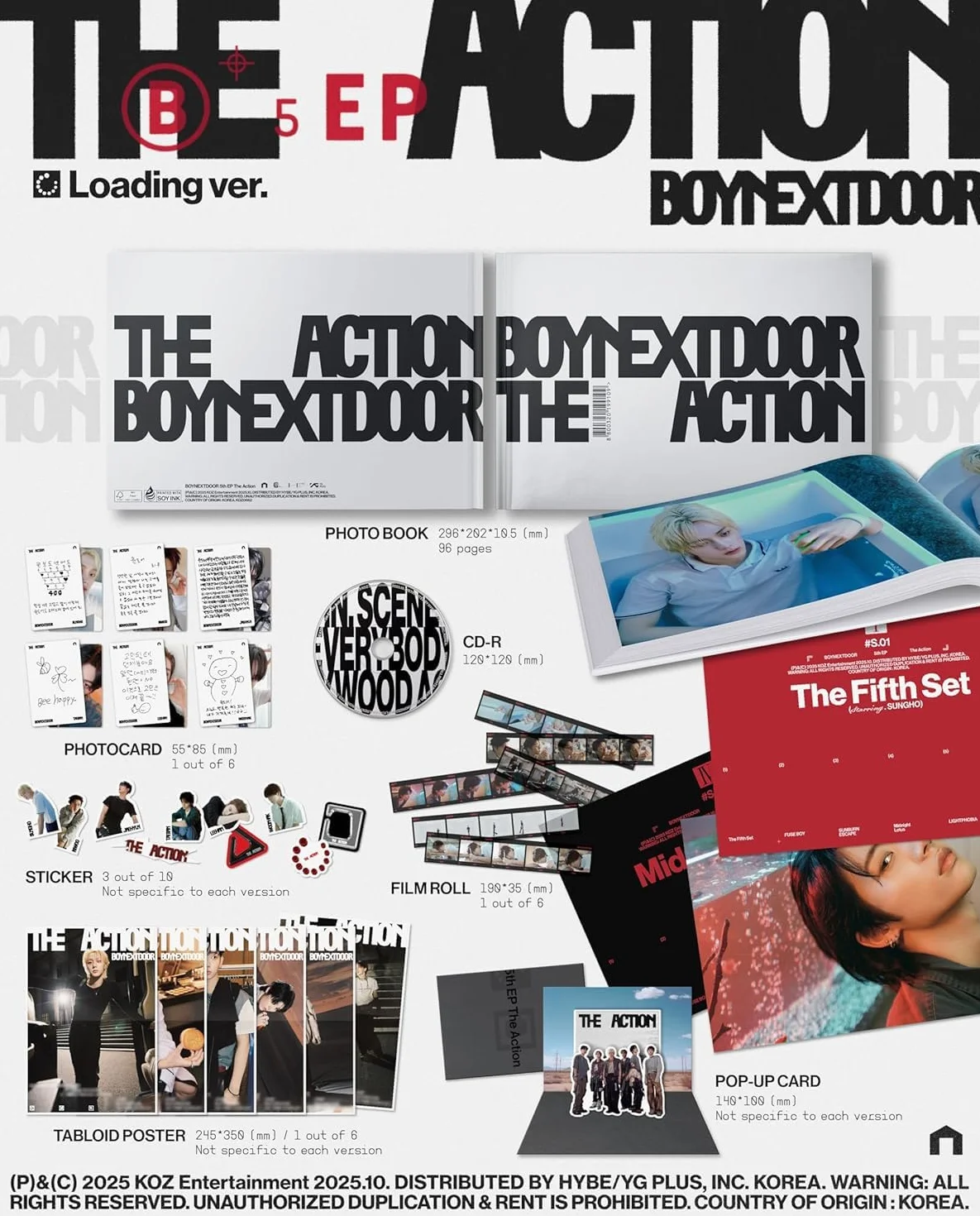 Boynextdoor The Action [Photobook 3 Ver Set] 5th EP Album + dodatkowe fotokarty