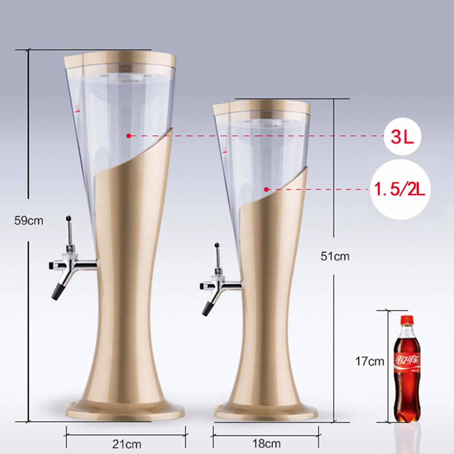 Wieża Piwa, Dozownik napojów Beer Tower z rurką do utrzymywania zimnych napojów, idealna na imprezy i gry, akcesoria do baru domowego,5,3.0L