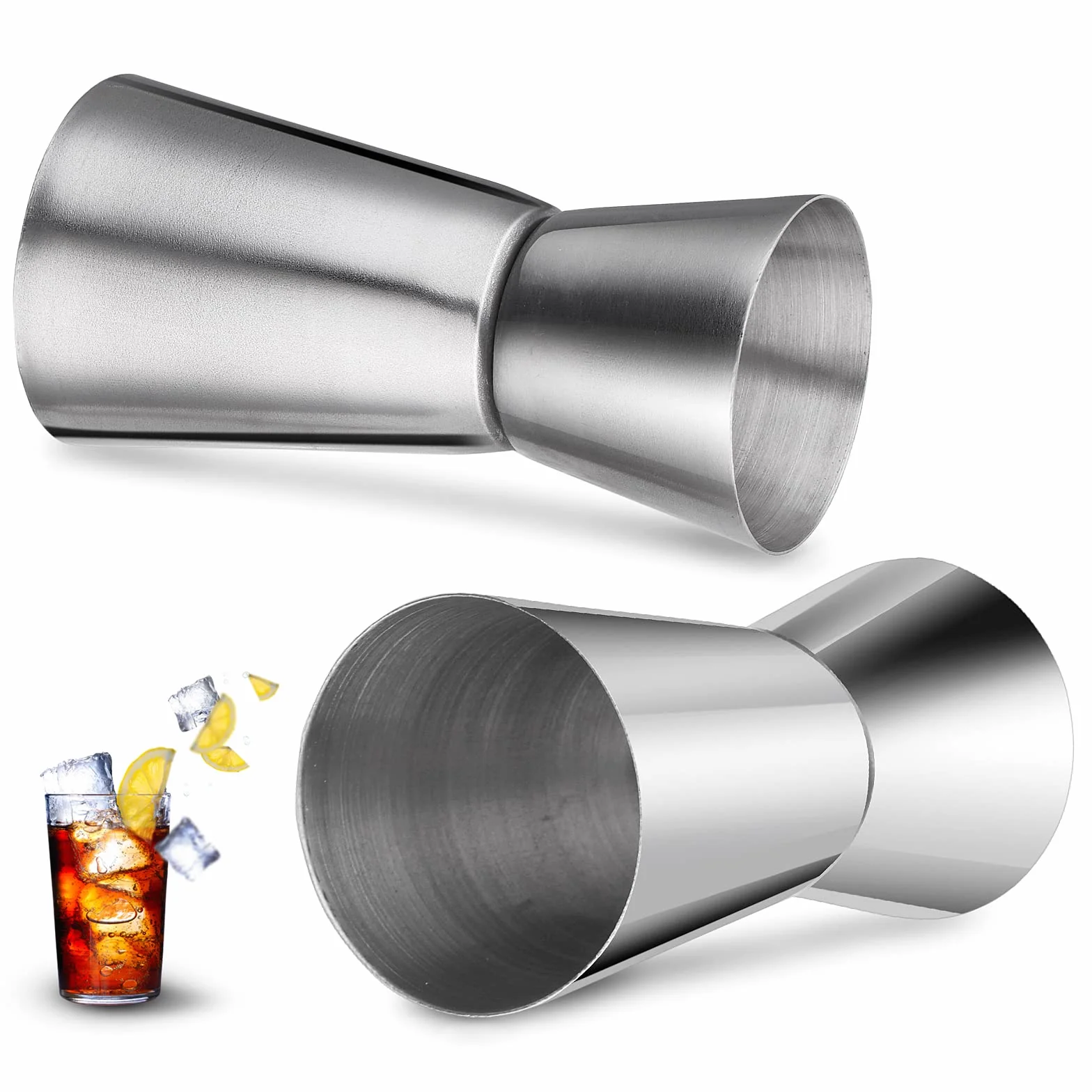 Abeillo Miarki do alkoholi 25/50ml i 15/30ml, stal nierdzewna Miarka do alkoholu Jigger Craft Podwójny kubek do odmierzania napojów Bar Party Wino Koktajl Drink Shaker
