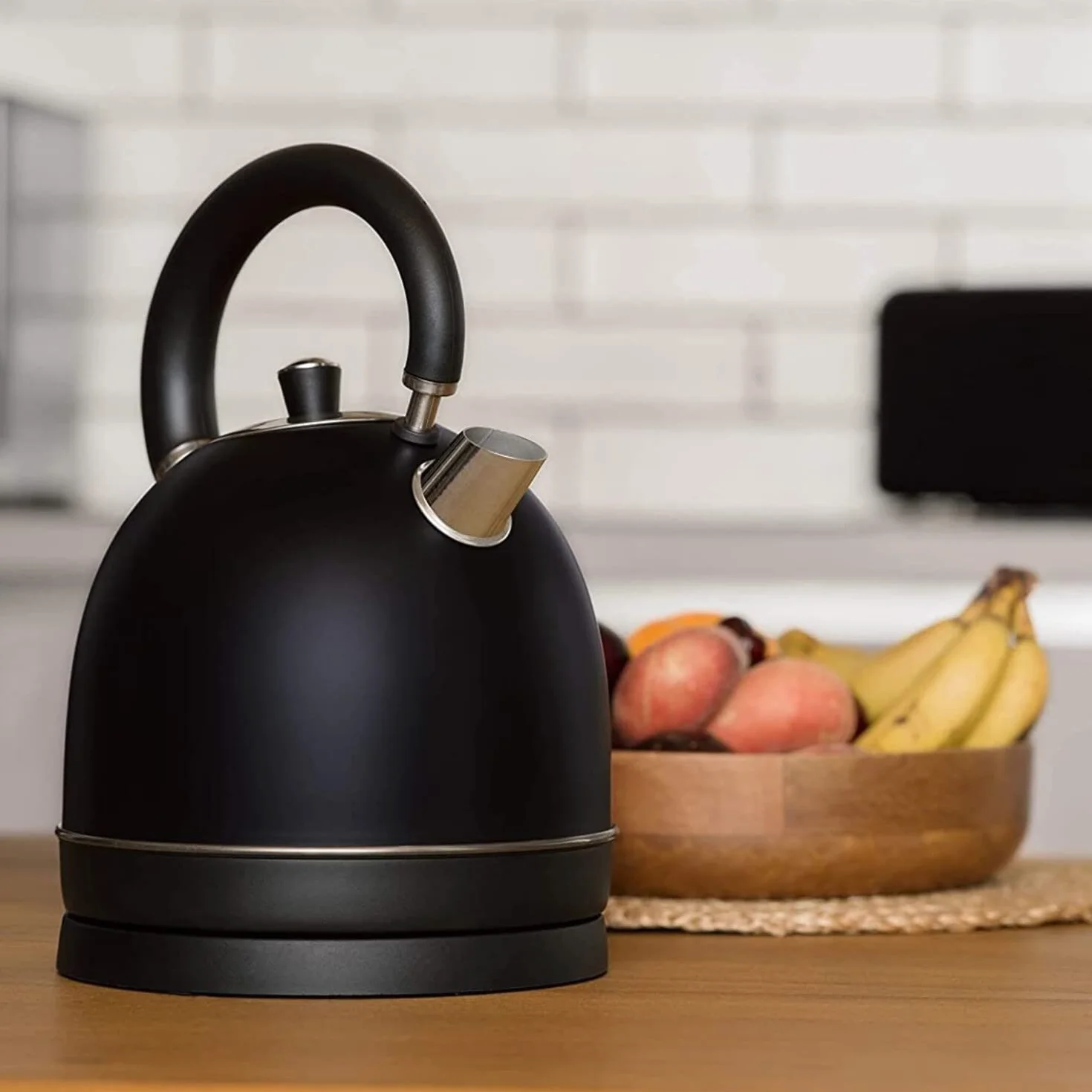 Mellerware - Czajnik elektryczny Inox Spring! 2200W | Wskaźnik poziomu wody | 0-100 ° C Szybkie nagrzewanie <3 min 1.8L | Baza 360º | Bez BPA | Elegancki zestaw do herbaty | Czarny