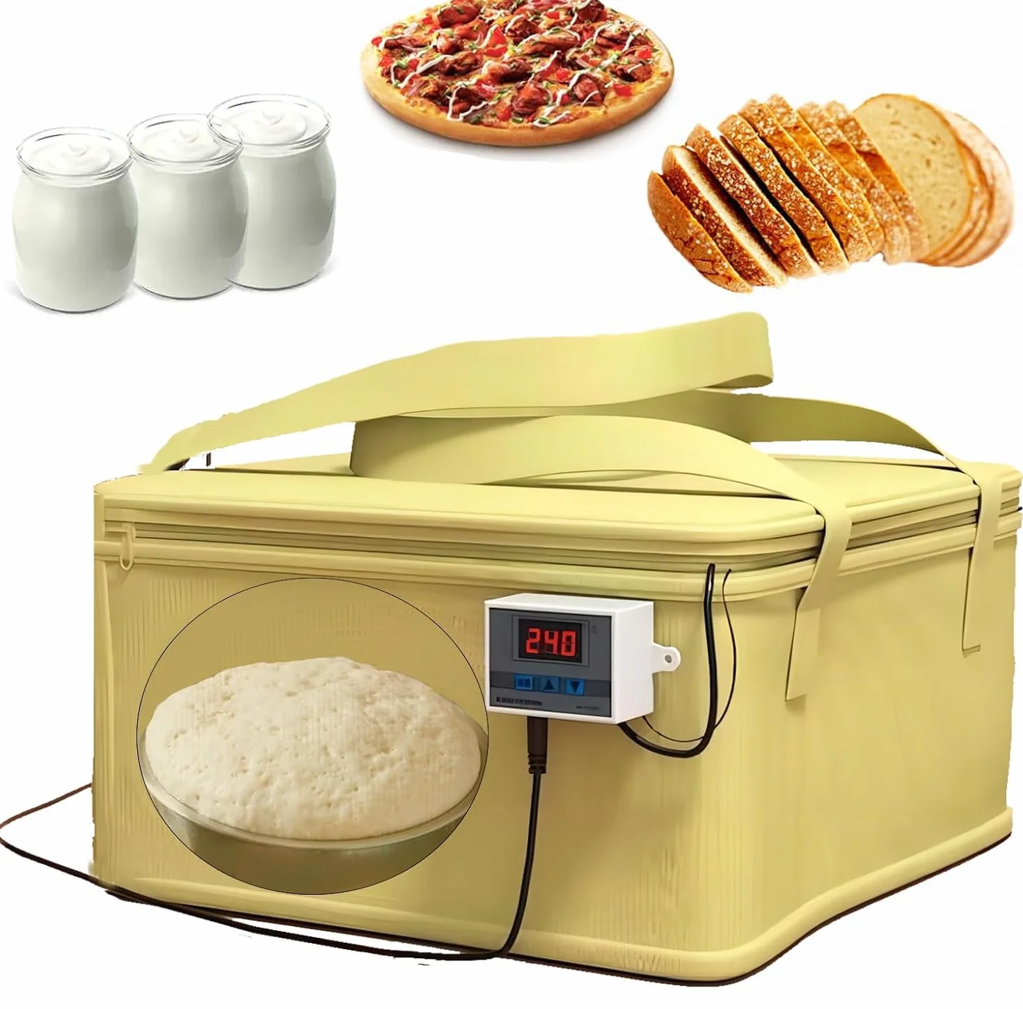 Odporne na ciasto z podgrzewaczem, wszechstronne pudełko do kontroli temperatury na chleb i pizzę, idealne akcesoria do pieczenia chleba, jogurtu i natto