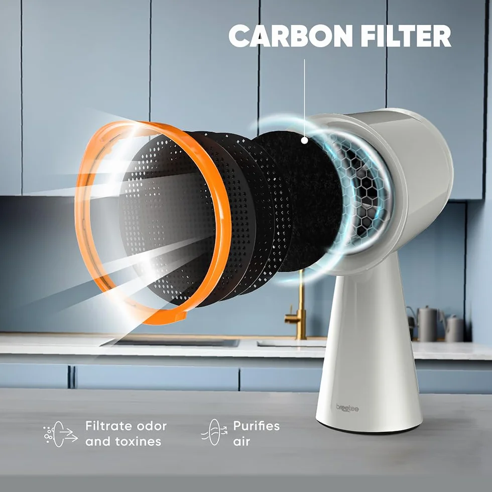 Zestaw filtrów węglowych, 12-pak filtrów zamiennych do przenośnych okapów kuchennych Breetee - wydajne usuwanie zapachów, filtr węglowy 4,7 cala do okapu, czarny