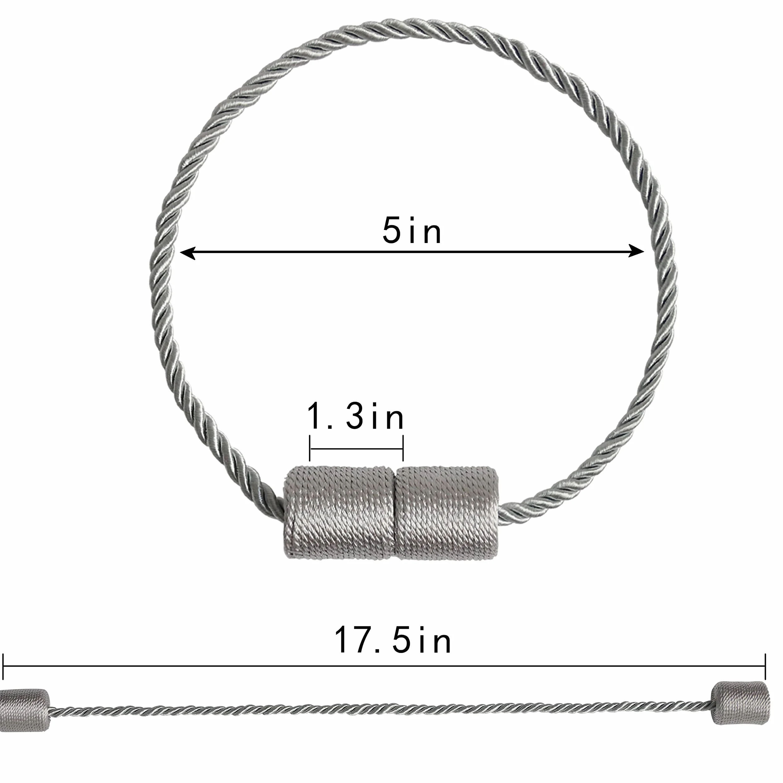 Zestaw 2 magnetycznych uchwytów do zasłon z grubszą skręconą linką i mocnym magnesem