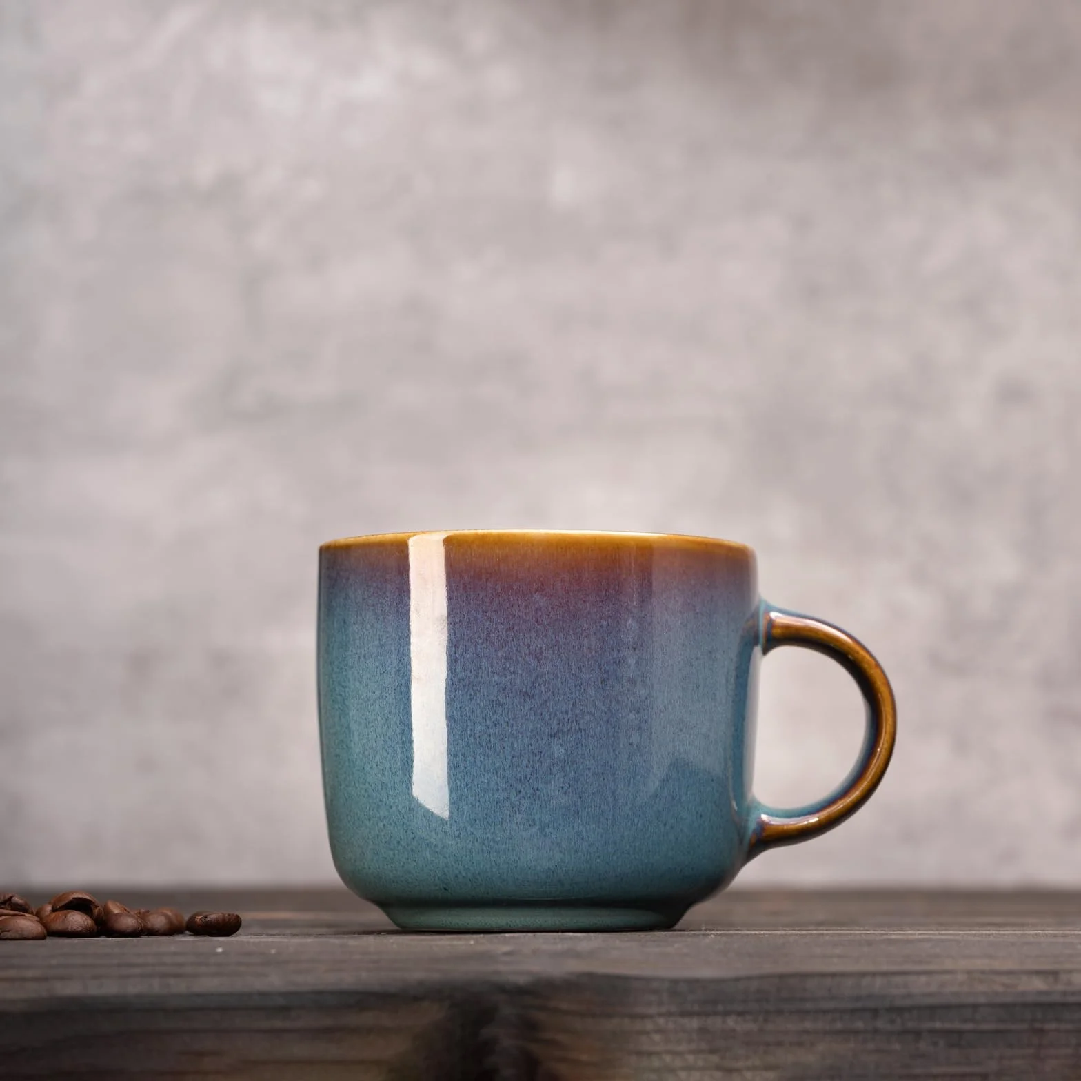 6-częściowy zestaw kubków do kawy, ceramiczne filiżanki do herbaty, wielofunkcyjne, odporne na zmywarkę i kuchenkę mikrofalową, kubek do kawy 360 ml, niebieski kubek kawowy