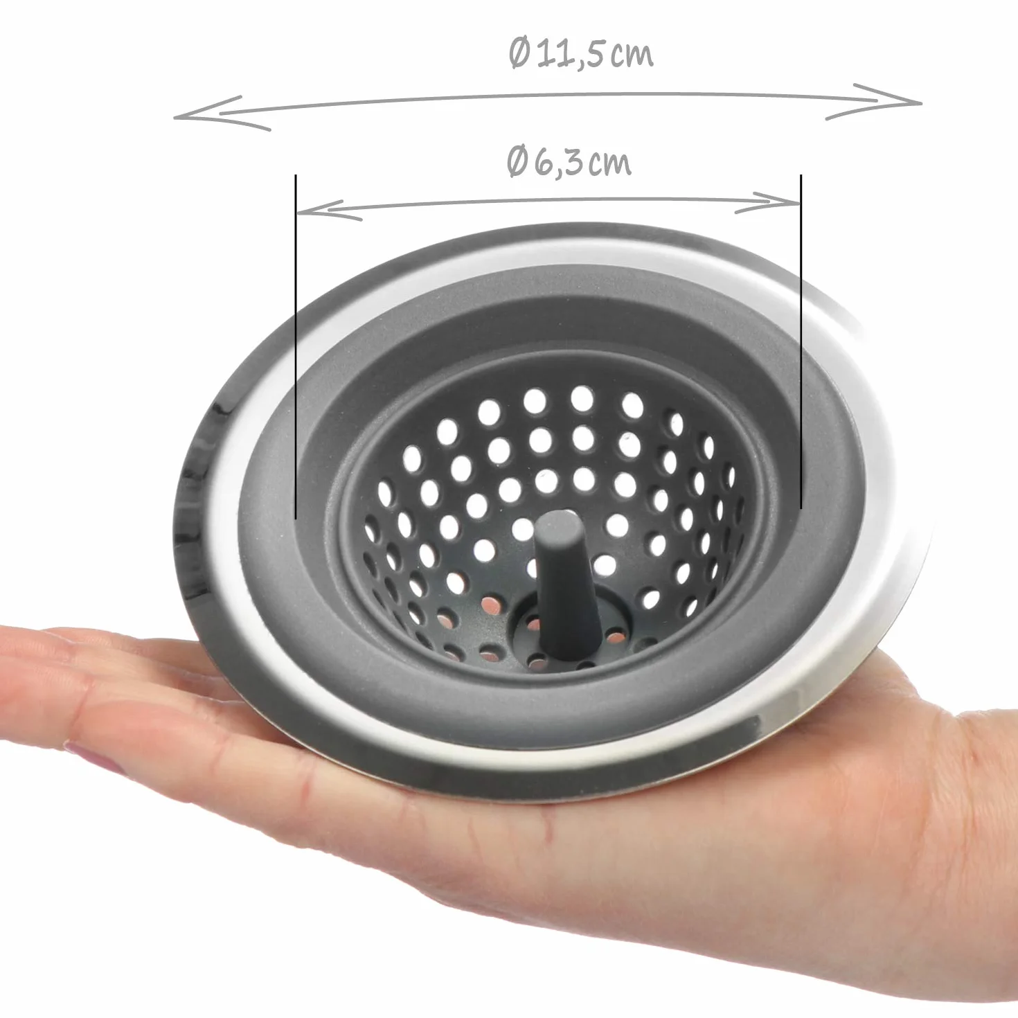 COM-FOUR® Sitko odpływowe stal nierdzewna Ø 11,5 cm 2 sztuki