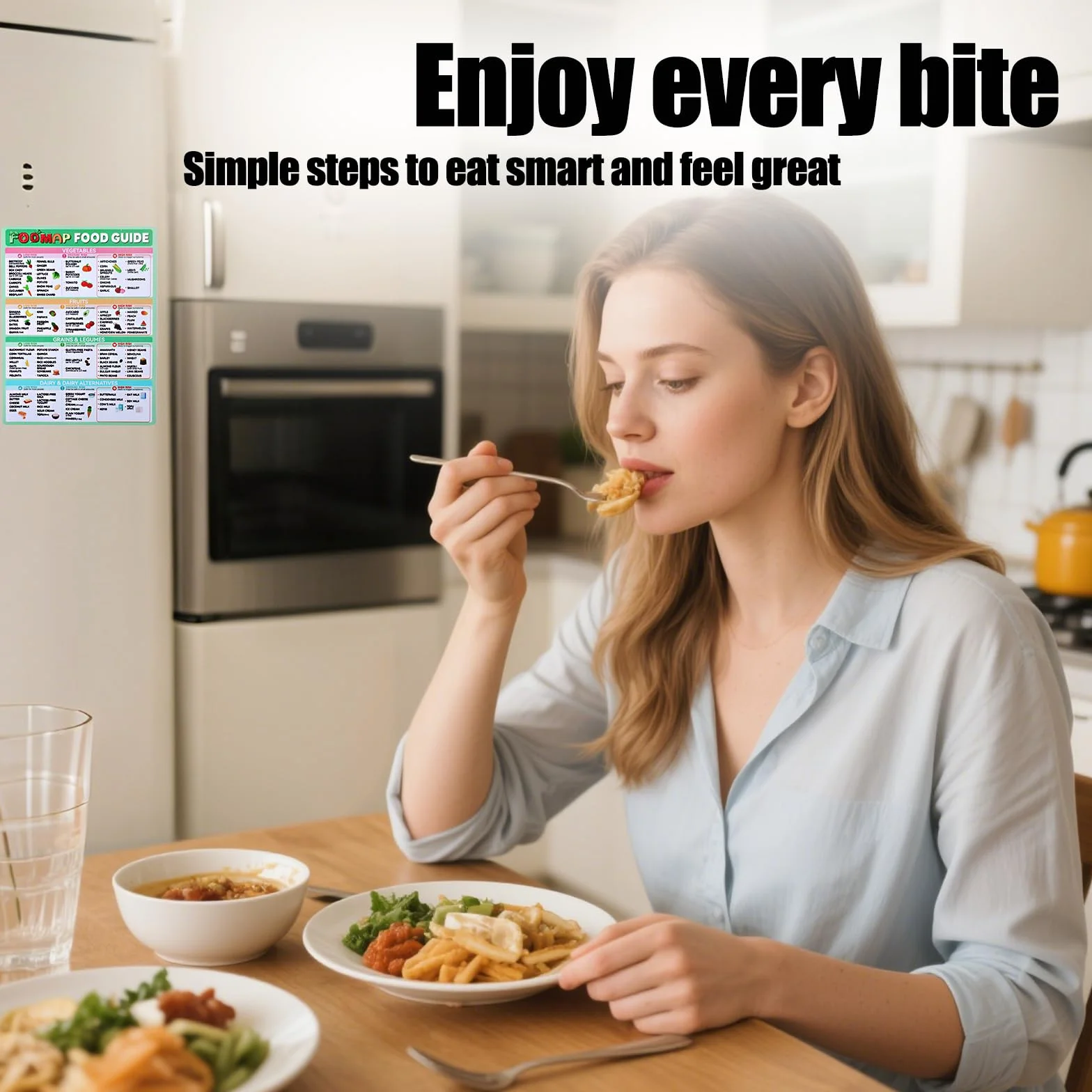 Gosknor Wykres FODMAP Magnes na Lodówkę, Przewodnik Żywieniowy Lista Posiłków dla Zdrowia Jelit Arkusz Ściągawek dla Osób z Niską Zawartością FODMAP Wykres Diety IBS Plakat Temat Zdrowego Odżywiania
