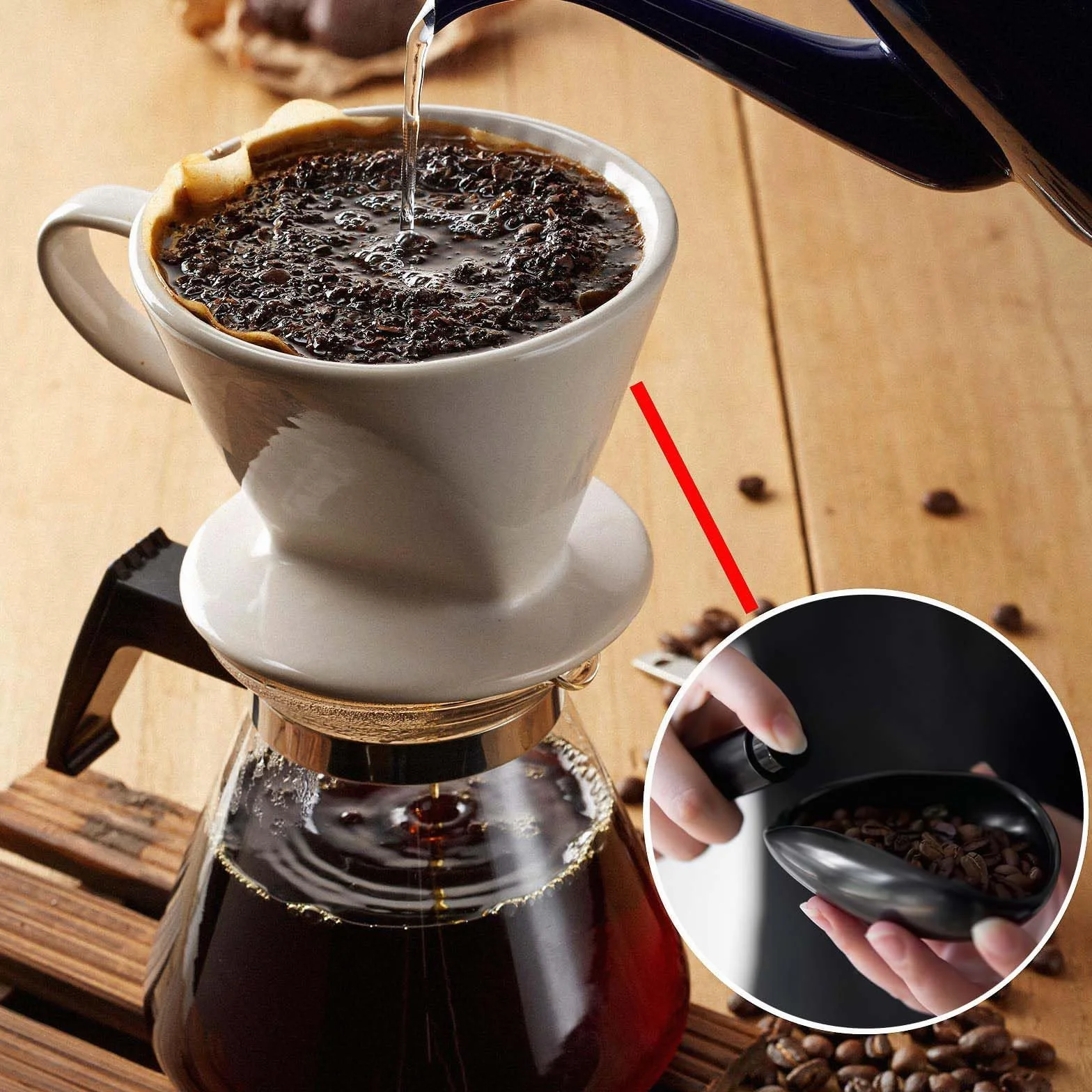 Kubek z miarką do ziaren kawy pojemnik na ziarna kawy z rozpylaczem, ceramiczne tacki z miarką, idealne akcesoria do kawy, narzędzia barista, do kawy lub herbaty, prezenty