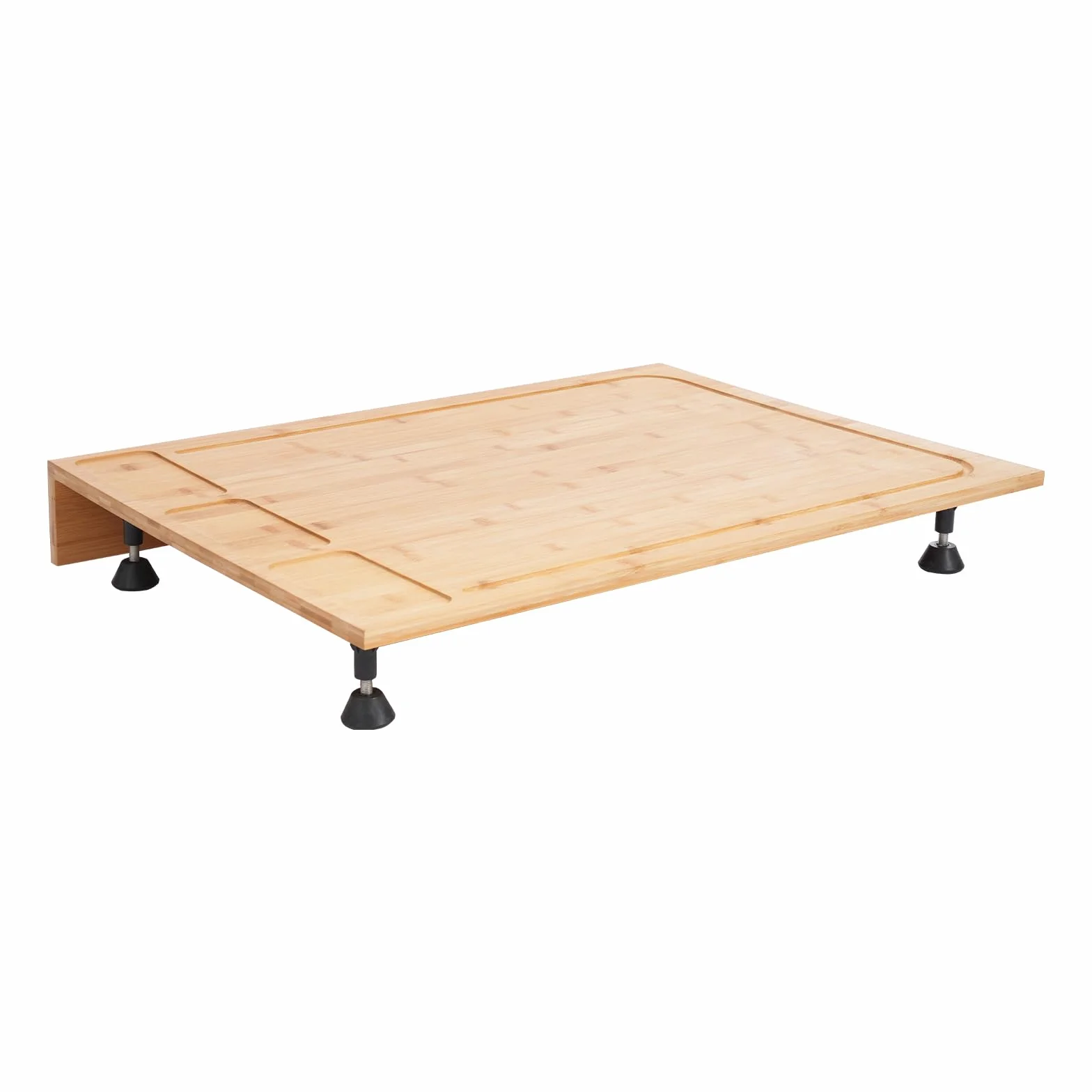 Bambusowa osłona na kuchenkę, bambusowa osłona płyty do pieczenia z rowkami i 4 wielofunkcyjnymi nóżkami podstawowymi Duża deska do krojenia 75 x 54 x 10 cm