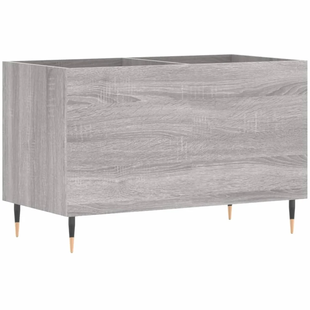 Sonoma szafka panelowa, szara, 74,5 x 38 x 48 cm, materiał drewnopochodny z żelaznymi nogami, do salonu i miłośników muzyki, miejsce do przechowywania płyt LP, zarządzanie kablami, stabilne