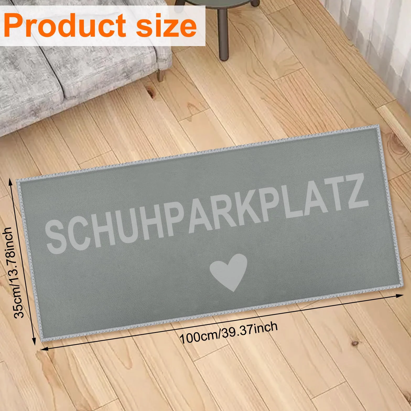 Podkładka na buty 35 x 100 cm, mata ociekowa, do użytku wewnątrz i na zewnątrz, nadaje się do prania w pralce, antypoślizgowa mata zatrzymująca brud, wąska, szara