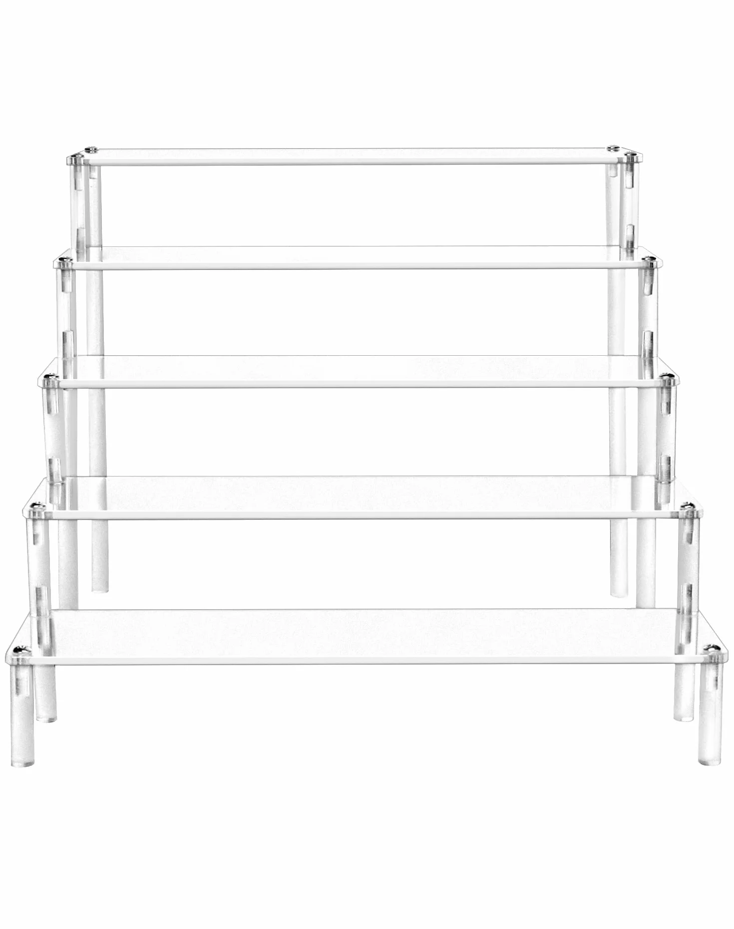 QWORK® 5-poziomowy stojak akrylowy, przezroczysty akrylowy wyświetlacz Riser Półka na figurki, biżuterię, ciastko, szminkę, lakier do paznokci, przyprawę, 30x32x25cm