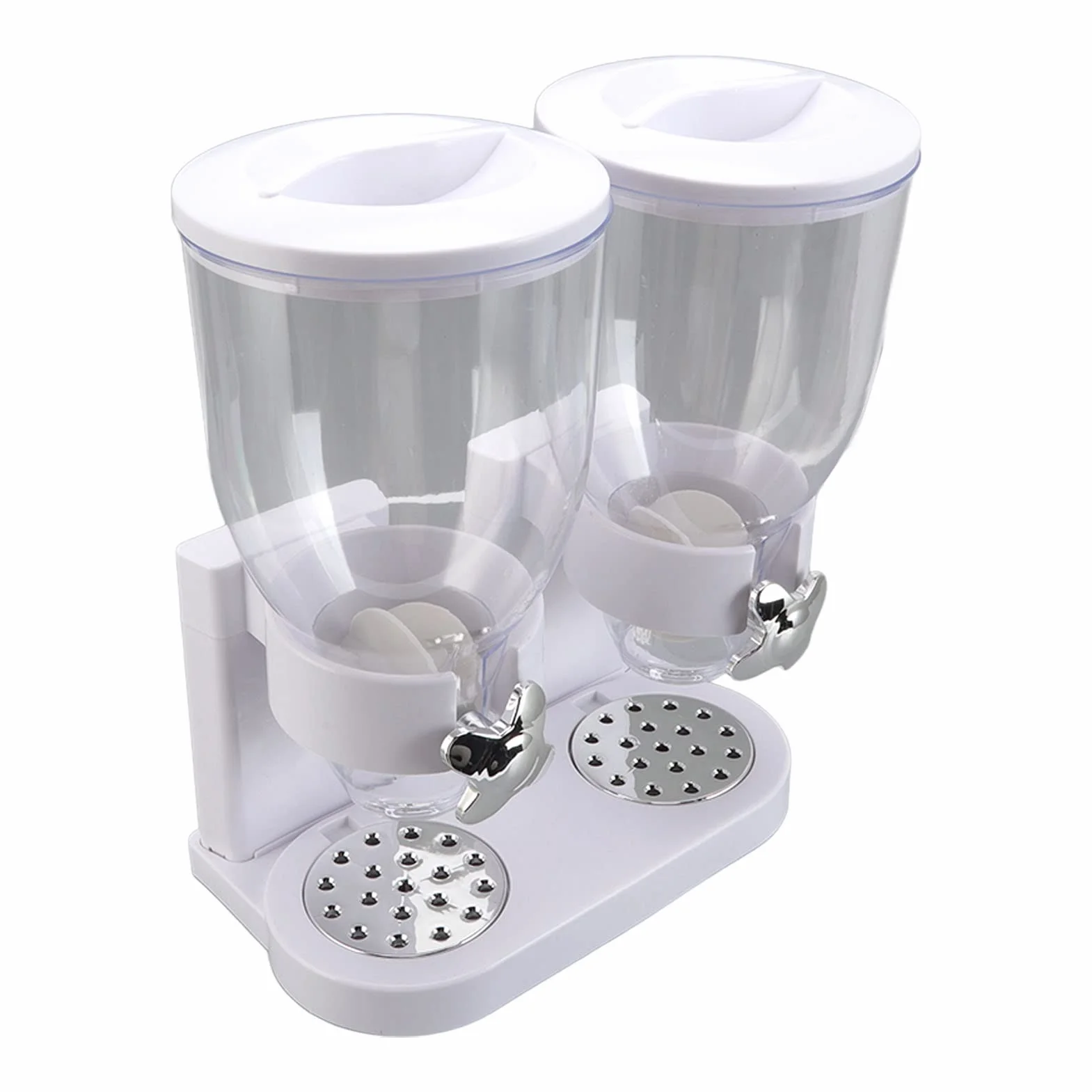 AMONIDA Podwójny Dozownik Płatków śniadaniowych, Szczelnie Zamykany, do Przechowywania w kuchni. Materiał ABS 7L (WHITE)