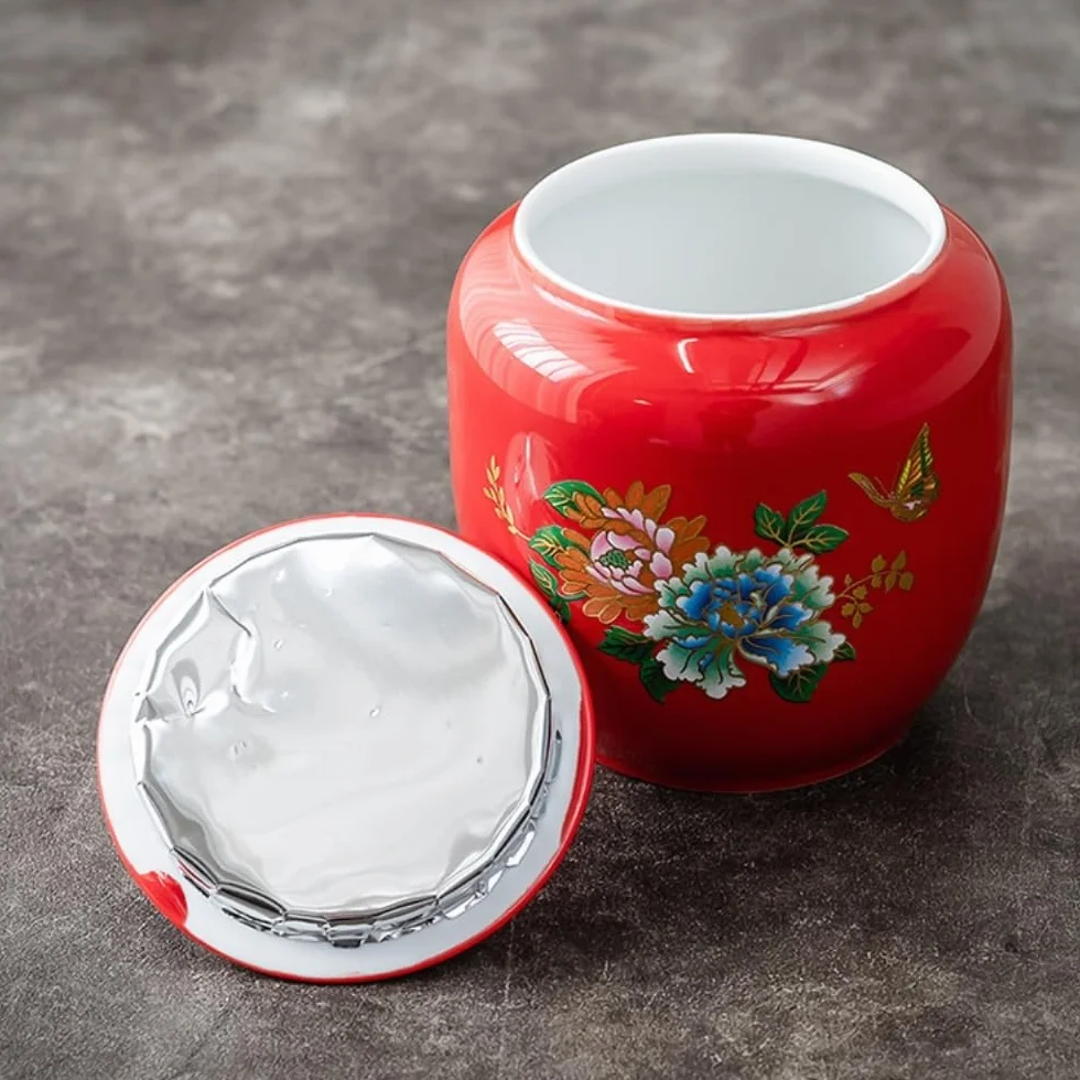 XYNSNDB Pojemnik na herbatę Ceramiczny pojemnik do przechowywania sypkiej herbaty Puszki zamknięte puszki Puste puszki Puszki po herbacie Zestaw do herbaty Podwójne puszki Zestaw upominkowy Puszka na