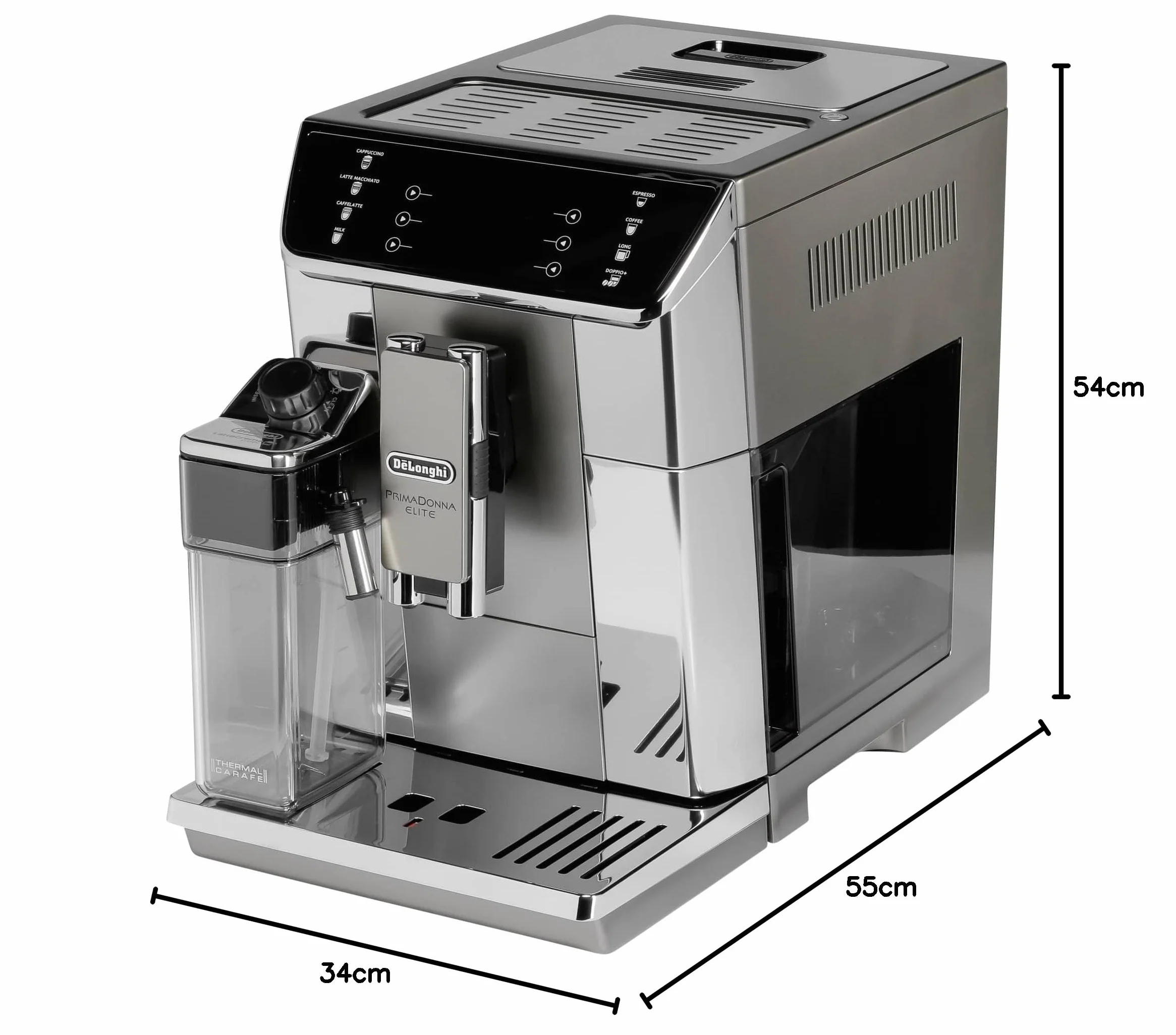 DeLonghi Primadonna Elite ECAM 650.55.MS w pełni automatyczny ekspres do kawy, 2 l, wolnostojący, zintegrowany młynek, 1450 W, czarny, stal nierdzewna