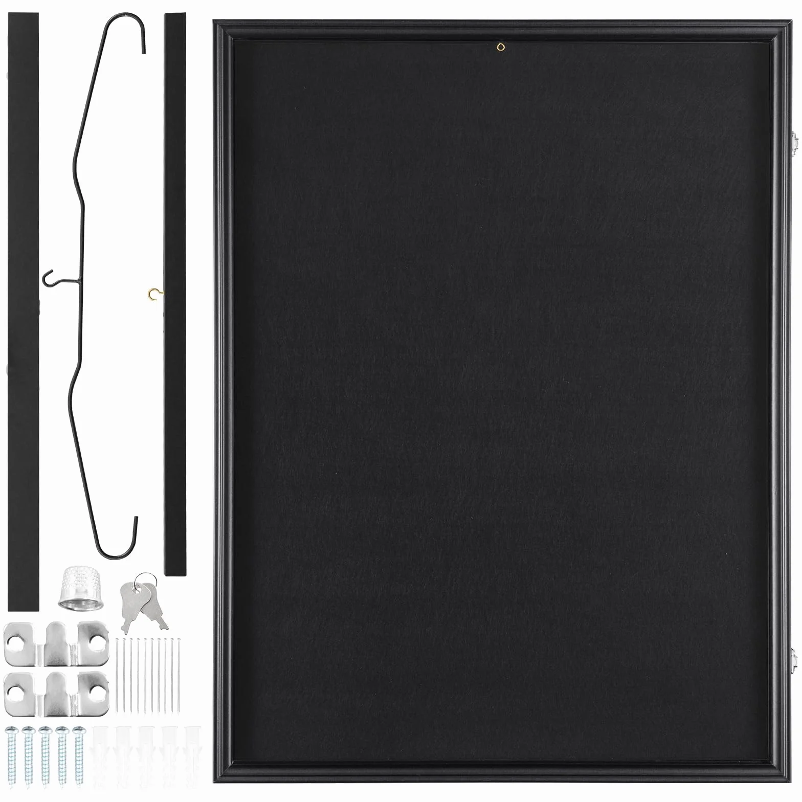 VEVOR 61 x 81 x 3,8 cm, duże zamykane pudełko na cień z 98% ochroną przed promieniowaniem UV, szkło PC i wieszaki, do baseballu, koszykówki, piłki nożnej, hokeja, koszuli i munduru, czarne, 61 x 81,2