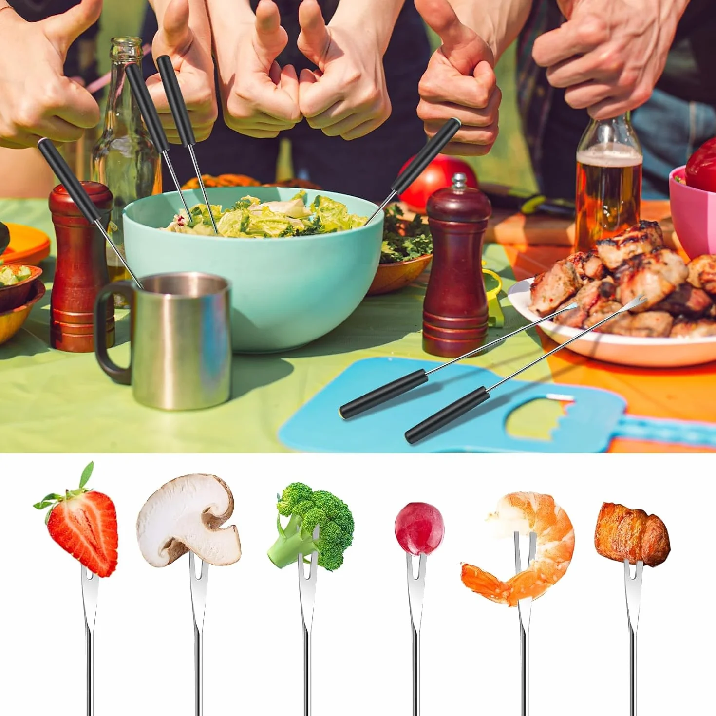 Widelce do fondue ze stali nierdzewnej 25 cm oznaczenie kolorami