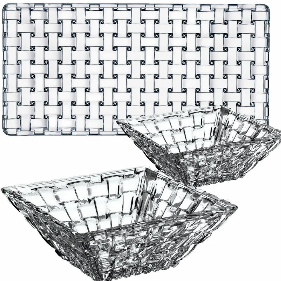 Nachtmann 3-częściowy zestaw do serwowania, 1 x talerz (28 x 14 cm) + 2 x miski (24 x 24 cm), szkło kryształowe, Bossa Nova, 0090026-0
