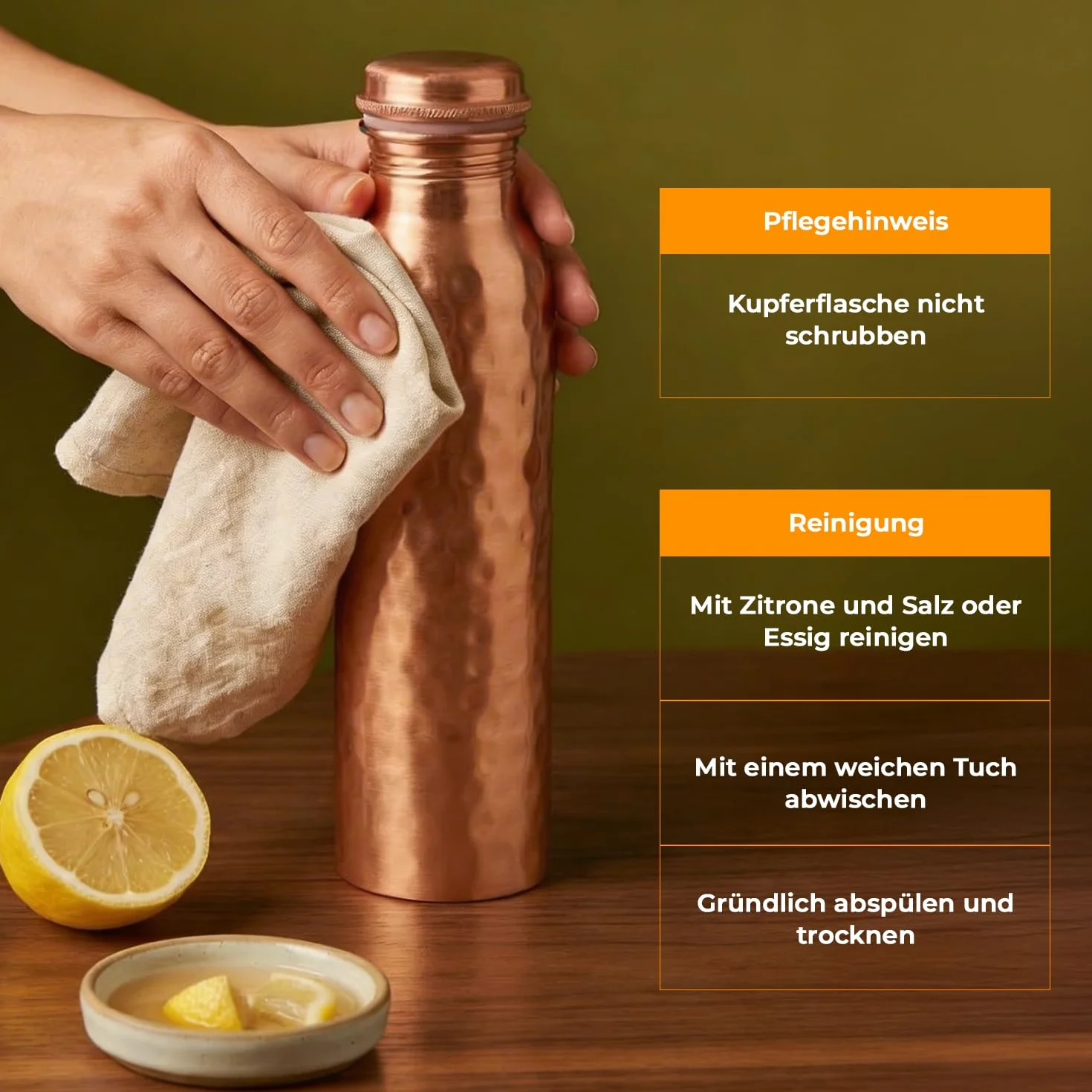 Bezspoinowe butelki miedziane z ajurwedą otrzymały 100% czystej i szczelnej zawartości 950 ml