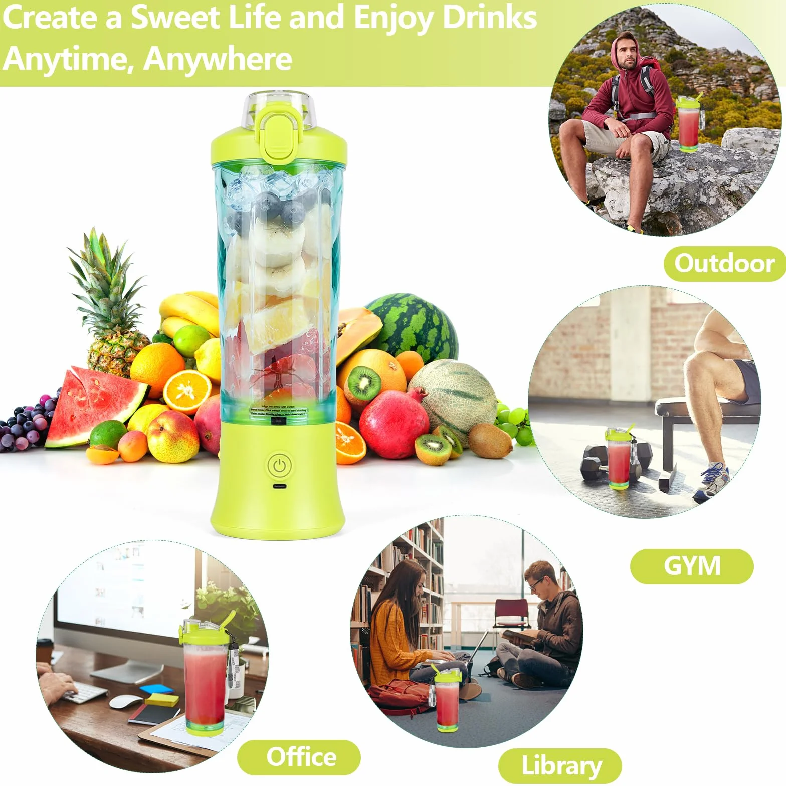 Dreamhigh Mikser przenośny do smoothie 600 ml 4000 mAh 6 ostrzy