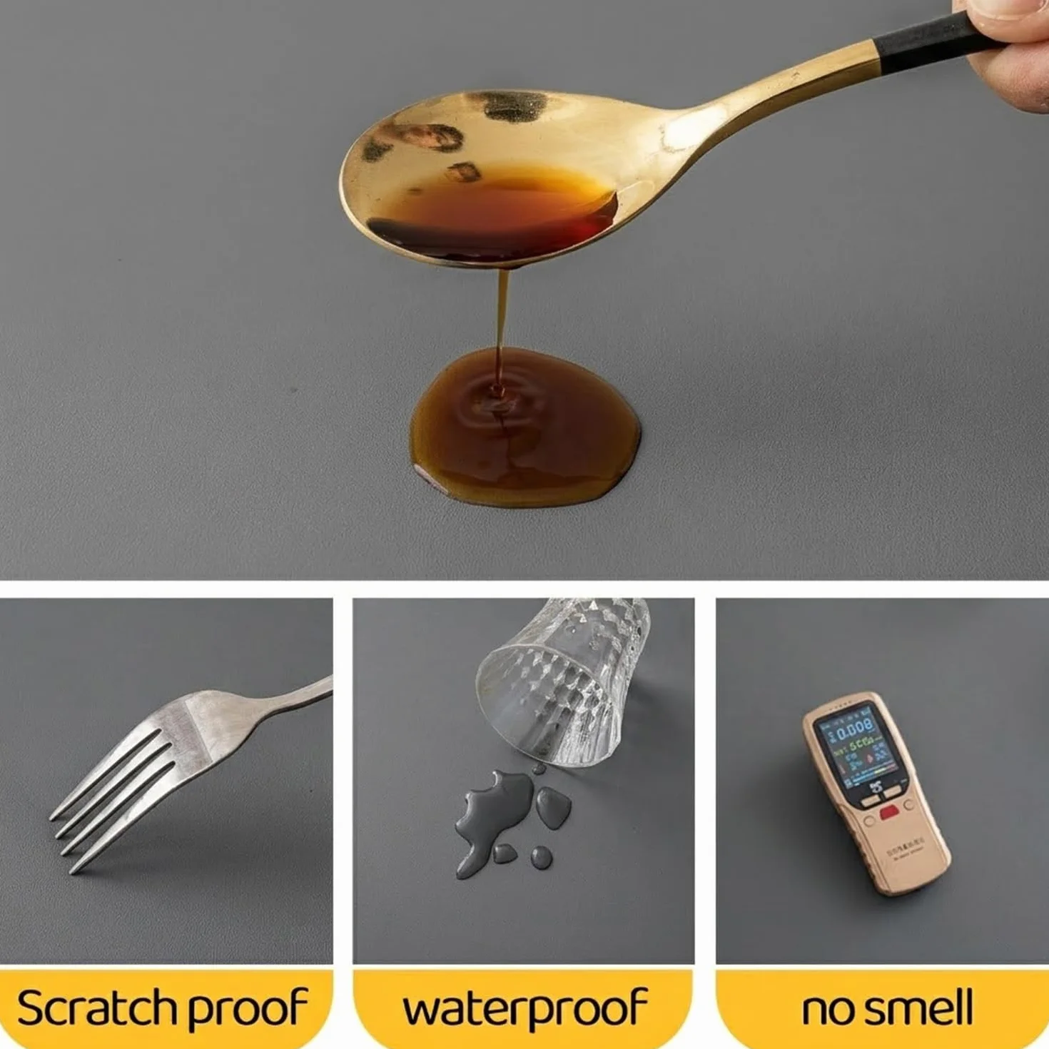 Okrągły Obrus z Gumką Ekoskóra PU Wodoodporny Plamoodporny Pokrowiec na Stół Zmywalny Ochraniacz Blatu do Kuchni Ogrodu na Taras 60cm do 160cm(Brązowy,90cm)