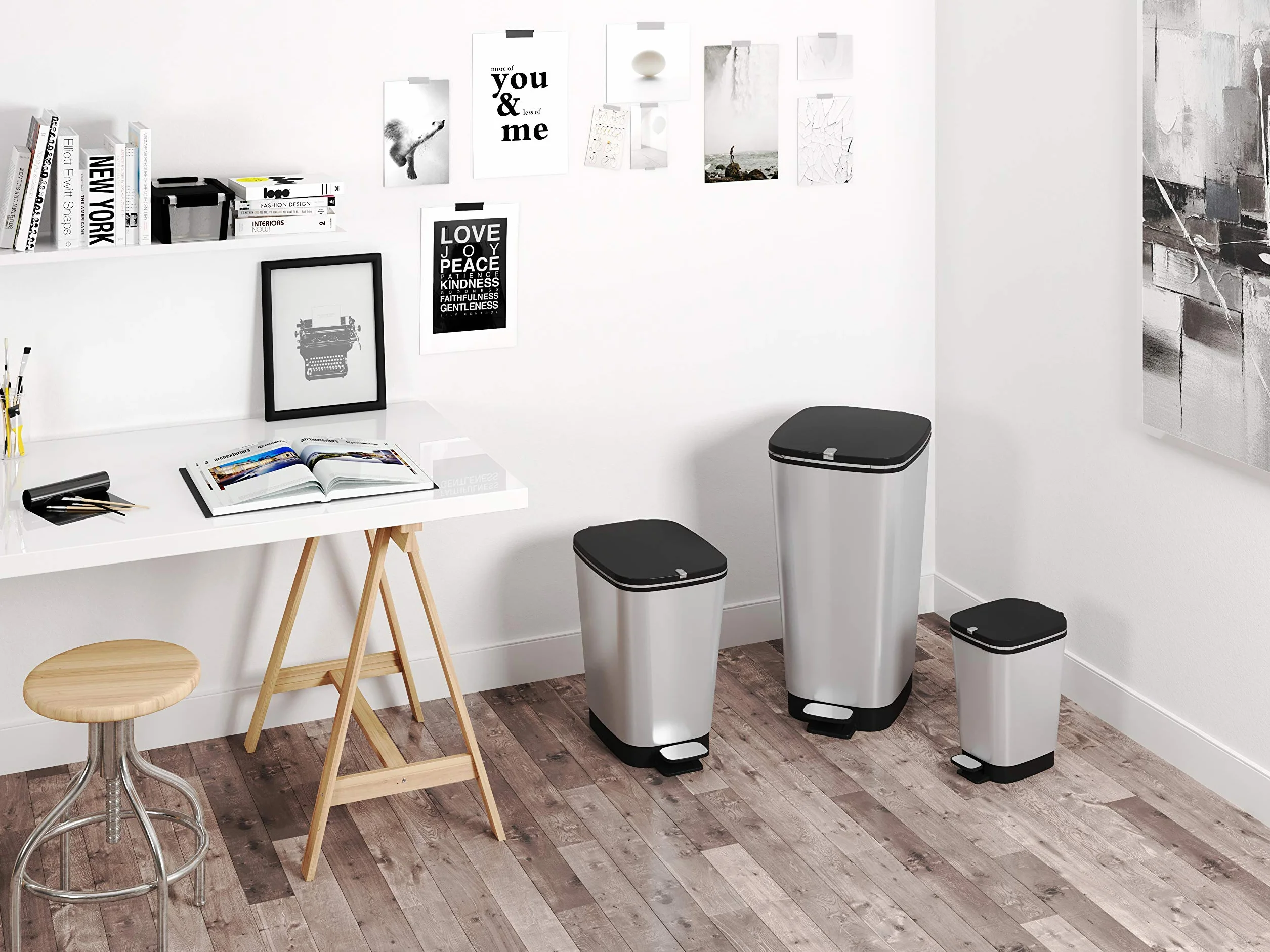 CURVER KIS Chic Bin Style kosz na pedały 45 l srebrny metaliczny 29 x 44,5 x 60,5 cm