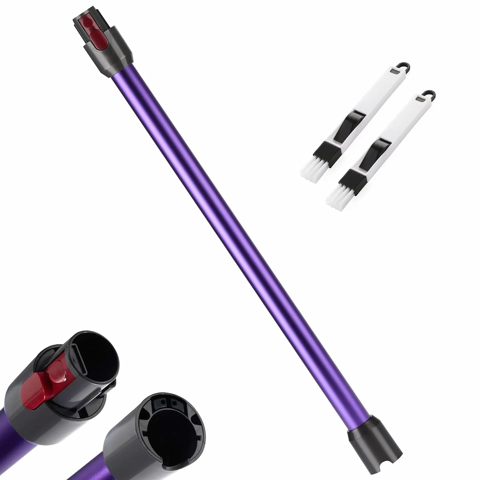 Rura teleskopowa do Dyson, przedłużka kompatybilna z Dyson V7 V8 V10 V11 V15, szybkozłączka ssąca z dwoma szczotkami 2 w 1, fioletowa
