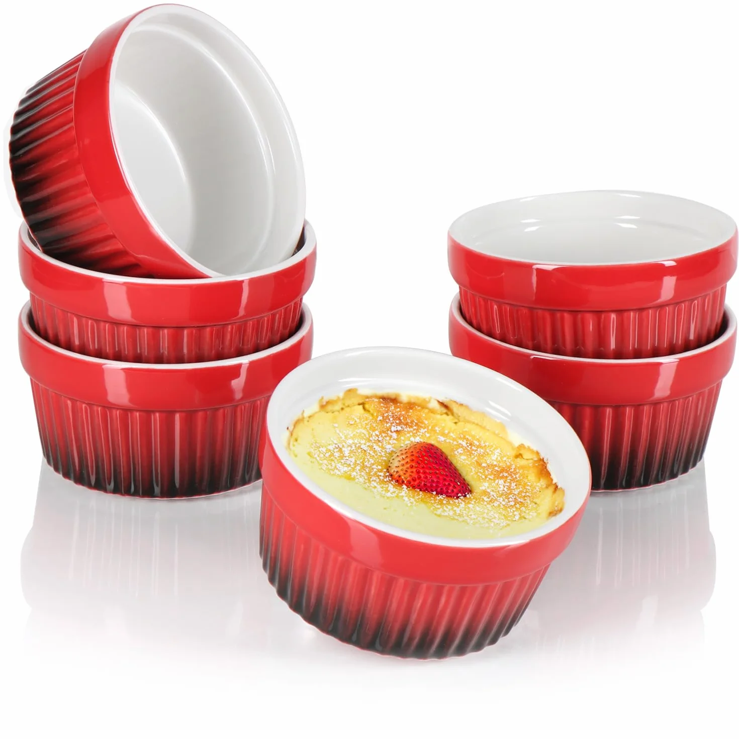 com-four foremki do pieczenia Ragout Fin miska deserowa 185 ml czerwony