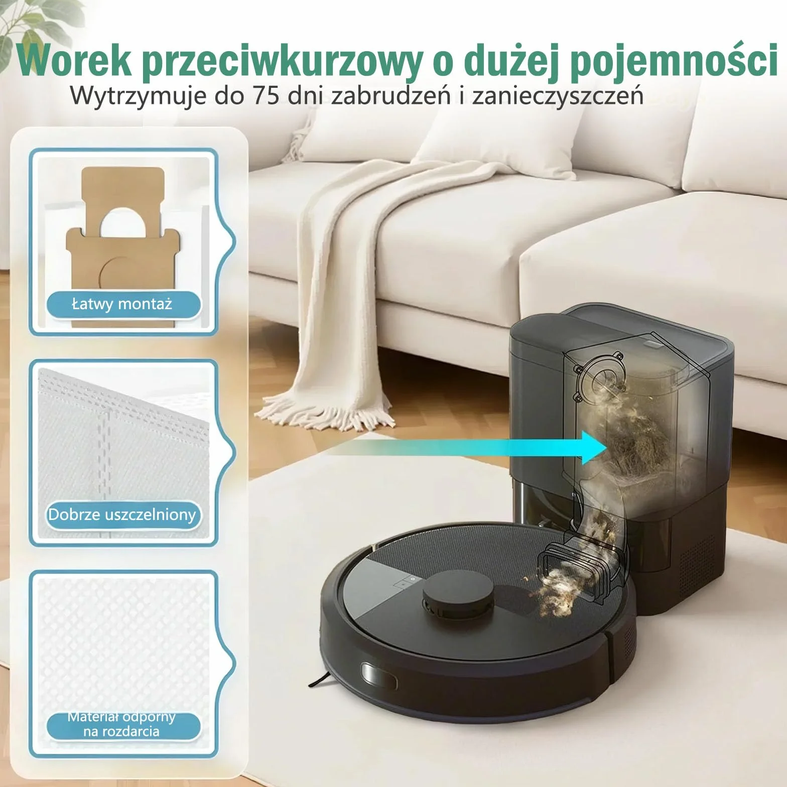 Zestaw 21 części zamiennych LOVOBO do robota odkurzającego iRobot Roomba Max 705 Vac/Plus 504 Vac, zestaw akcesoriów z 2 głównymi szczotkami 6 workami na kurz 6 filtrami HEPA 6 bocznymi szczotkami