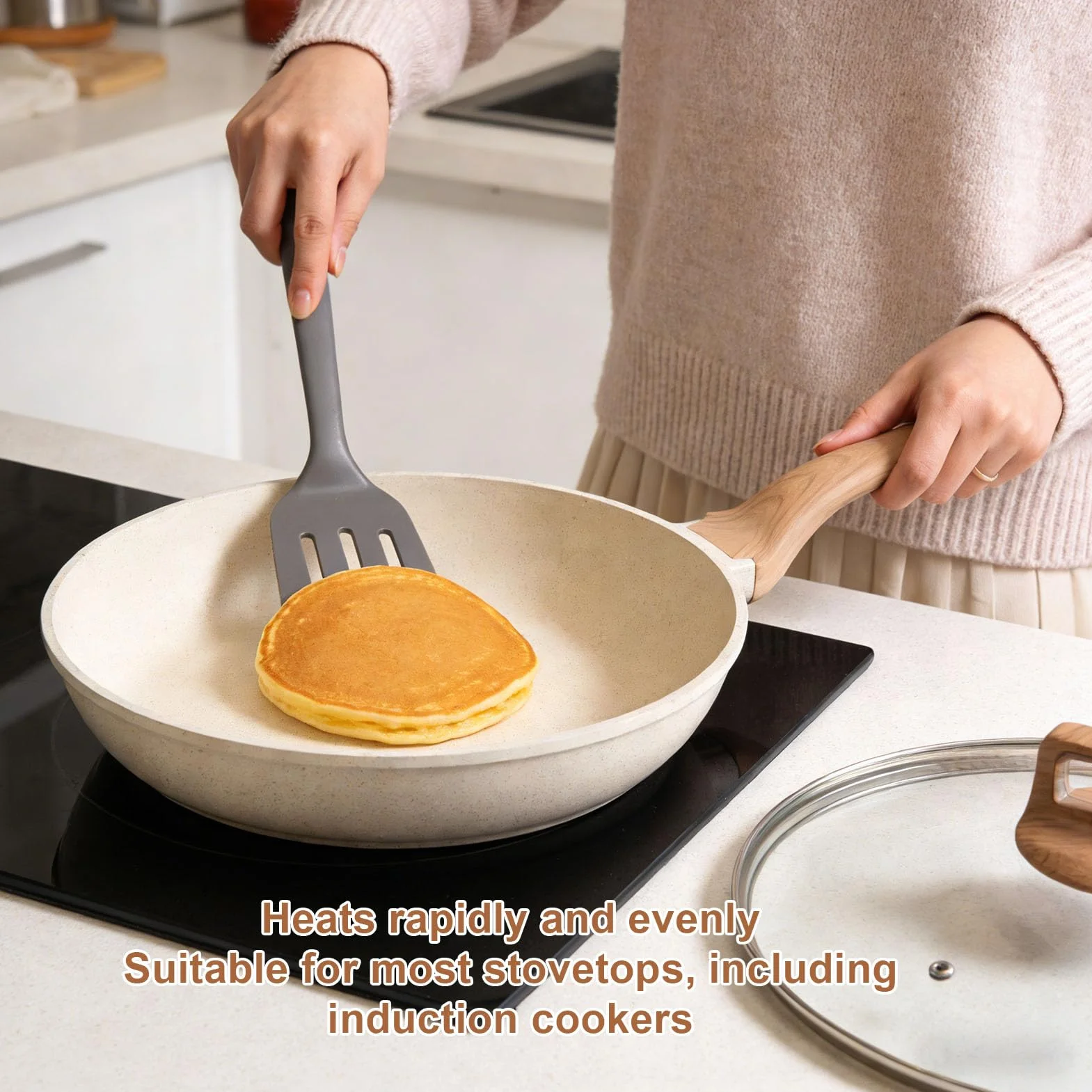 Zerodis Zestaw naczyń Kuchennych z powłoką nieprzywierającą, Zestaw Garnków i Patelni z powłoką z Granitu Aluminiowego Patelnia Rondel Garnek do Płyty Kuchennej Kuchenka Indukcyjna