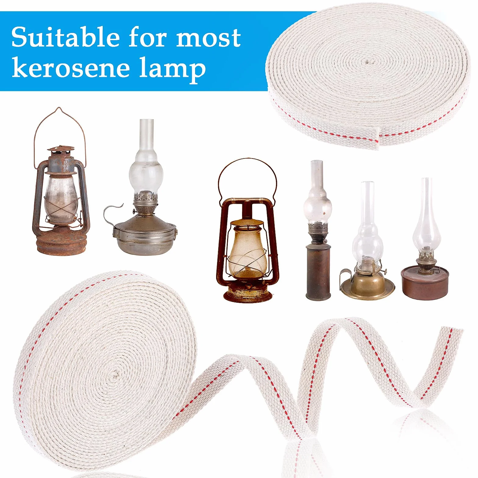 Teaaha 1 rolka knot do lamp olejowych o długości 5 m | 10 mm zamiennik lampy olejowej premium, bawełna, knot do lamp olejowych i palników olejowych