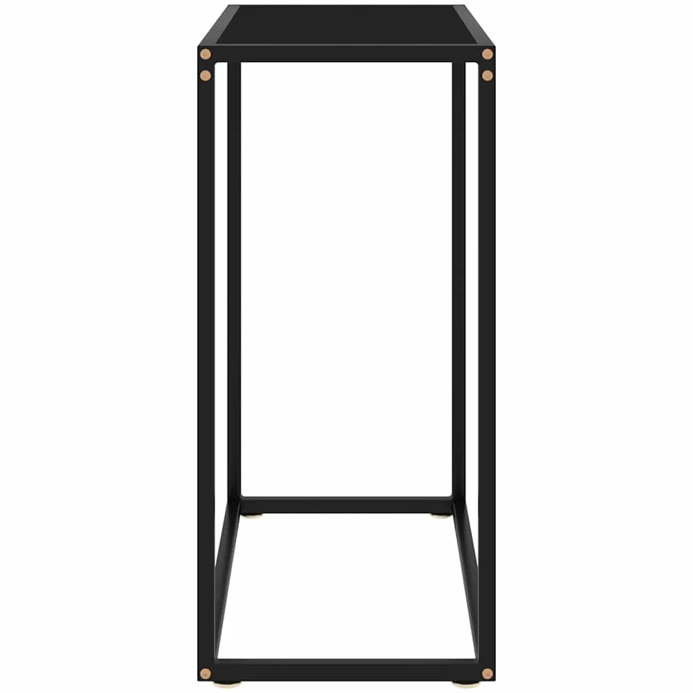 Stolik konsolowy czarny ze szkła hartowanego i stali malowanej proszkowo, 60 x 35 x 75 cm z półką, idealny jako stolik pomocniczy, stolik ozdobny, stolik pod telefon do salonu, przedpokoju