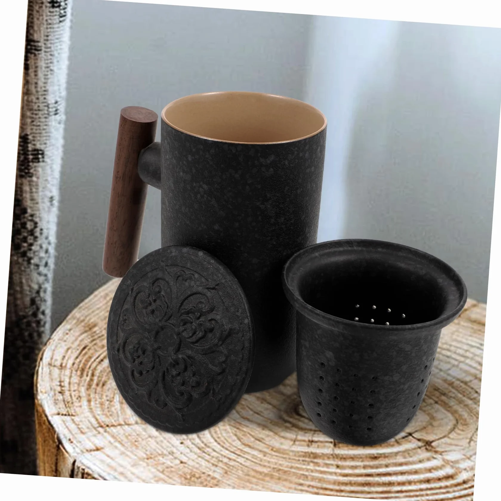 Ceramiczna Filiżanka Do Herbaty z Filtrem i Pokrywką Kubek z Infuzorem