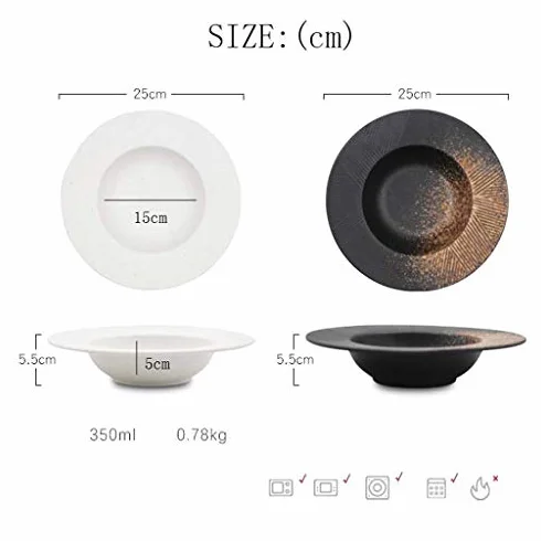 Kreatywny ceramiczny talerz do zupy, gruba konstrukcja do zachodniej zastawy stołowej, idealny do restauracji i dań z makaronem