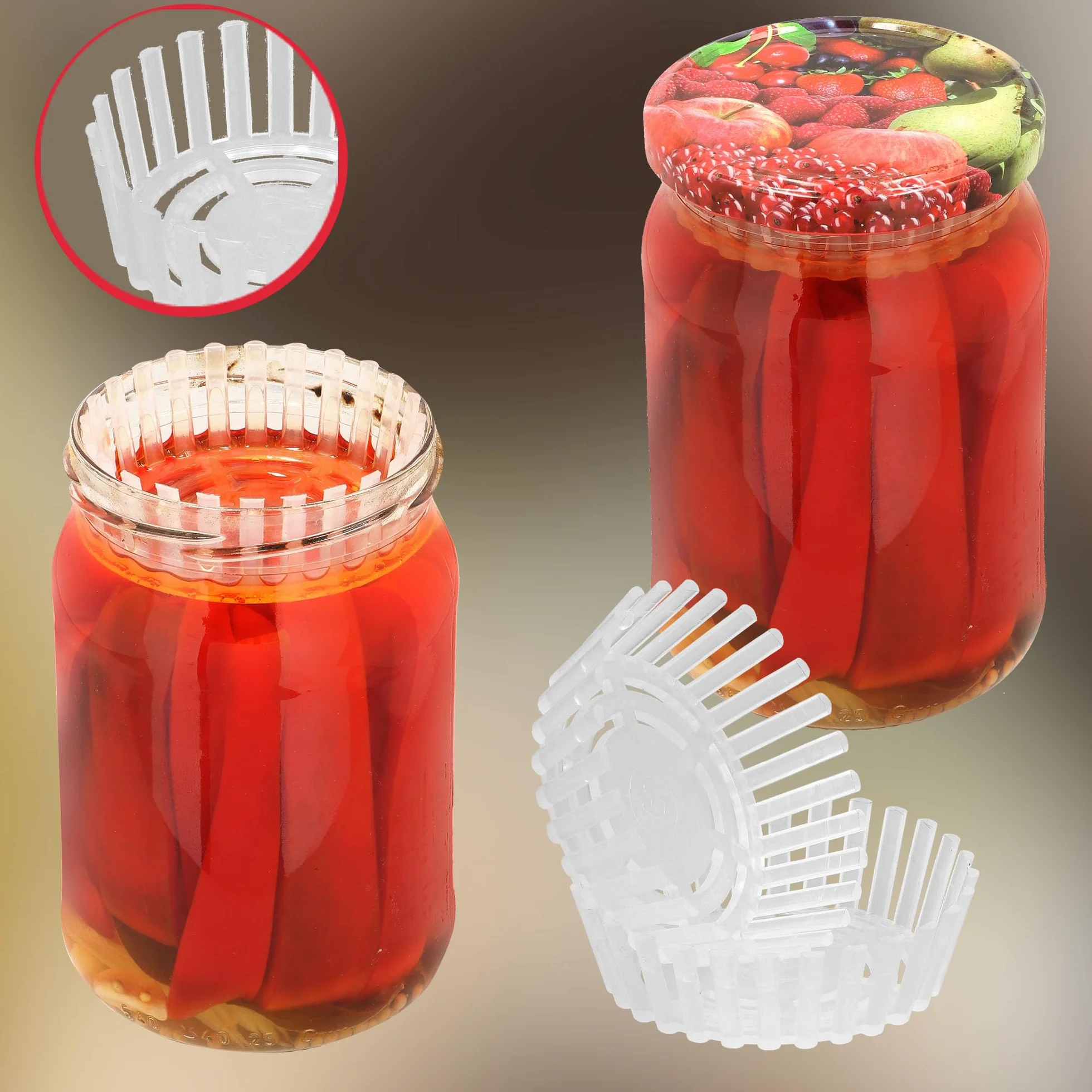 KOTARBAU® Zestaw 12 szt. Docisk Słoikowy - 82 mm - Sitko do Słoików - Przegródka do Przetworów - Docisk do Kiszonek
