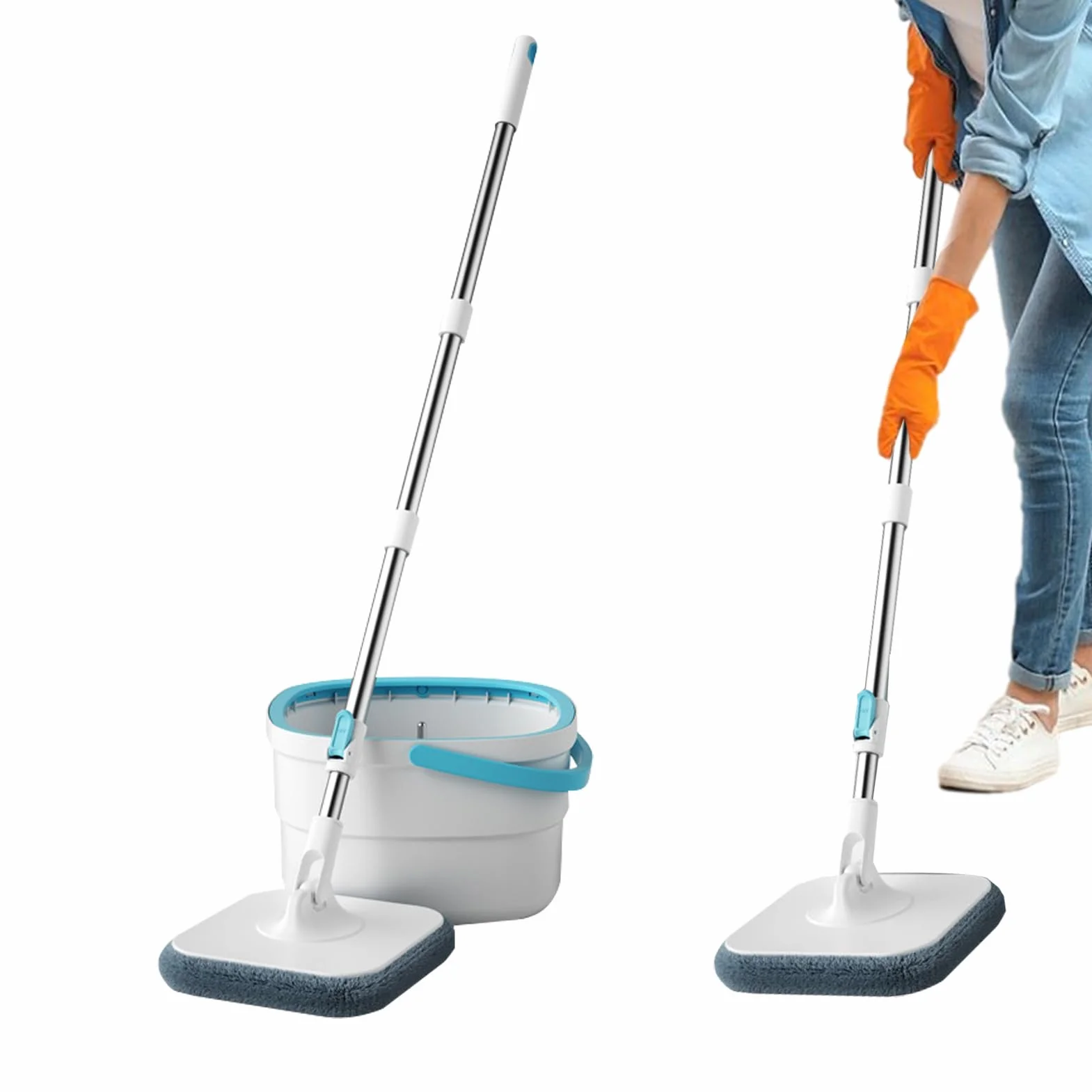 Zestaw Mop I Więdro Zaopatrzenie Do Sprzątania I Czyszczenia Podłóg W | Bezdotykowe Mop i Więdro do Mycia do Drewnianych Podłóg Sypialnia Łazienka Gabinet Salon