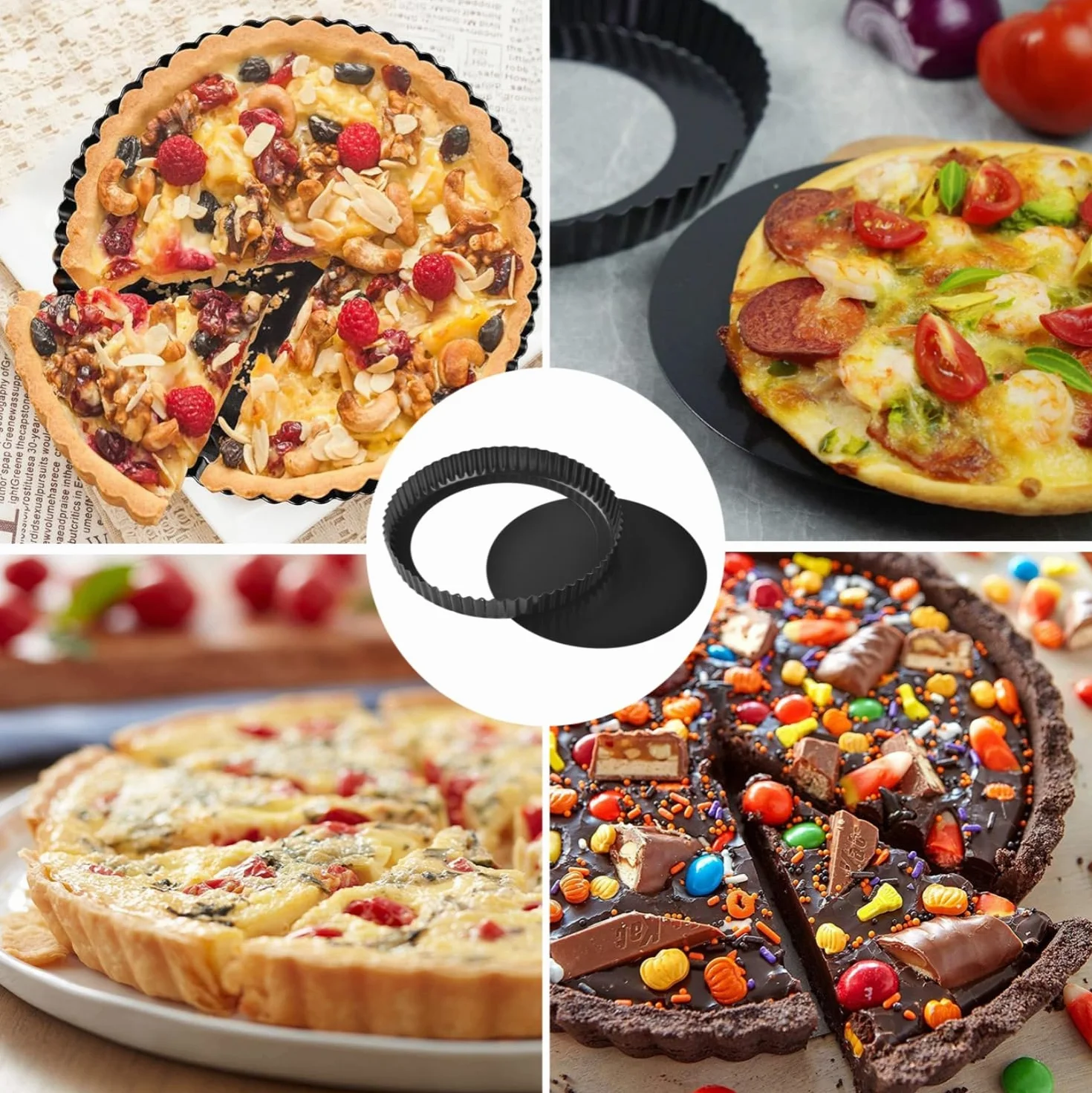 LATRAT Forma do tarty 28 cm patelnia Quiche z wyciąganym dnem powłoka nieprzywierająca