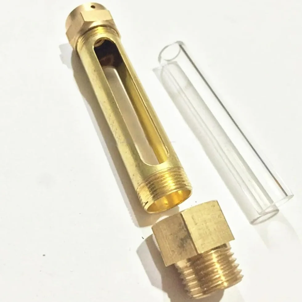 Oil Level Indicator, Length 80/100/150/200mm M10 M12 M16 1/4" 3/8" 1/2" BSP Lube Devices Brass Oil Level Gauge Indicator Sight Glass for Lathes Sump 1PC(Length 100mm,1/2")
