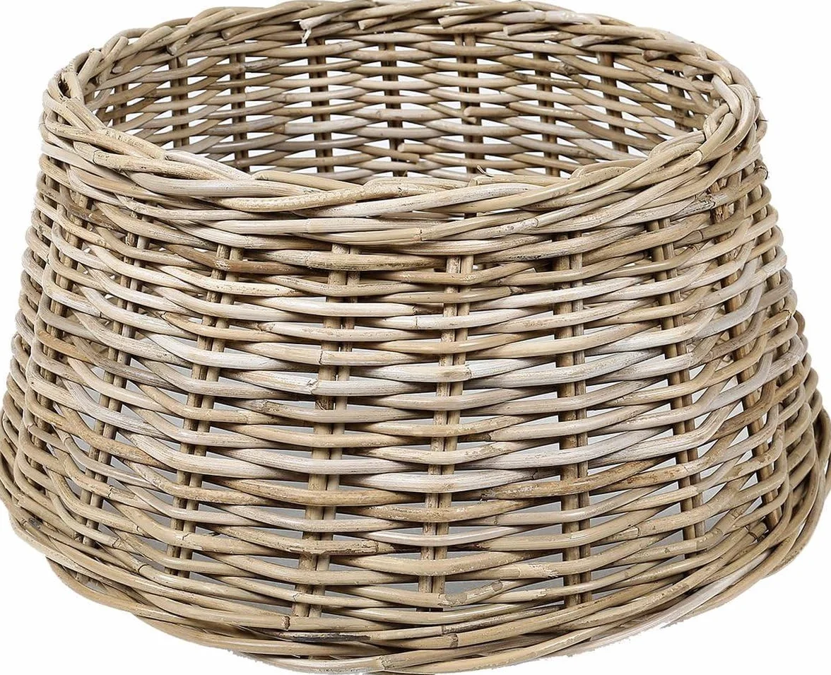 Koszyk na choinkę z rattanu - Ø 60 x 26 cm - Pokrowiec na choinkę - Stojak na choinkę - Szary