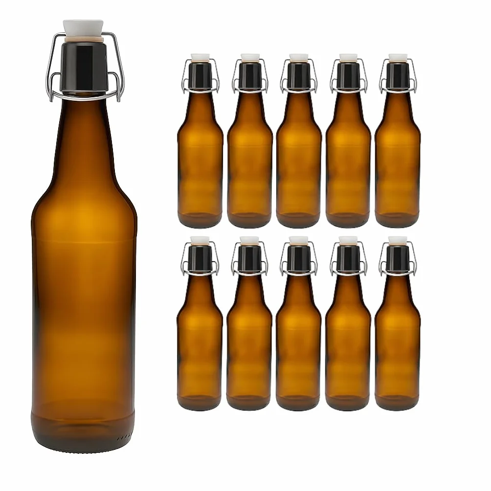 Szklane butelki z mechanicznym korkiem 500 ml 10 szt