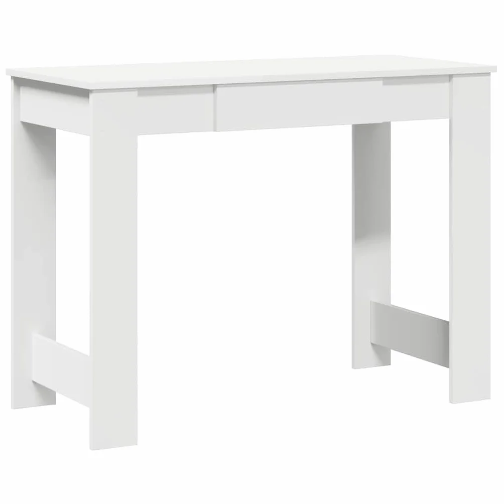 Biurko białe 100 x 45 x 75 cm z materiału drewnopochodnego, stół roboczy z dużym blatem do komputera i przyborów do pisania, stół biurowy z dużą ilością miejsca do przechowywania segregatorów