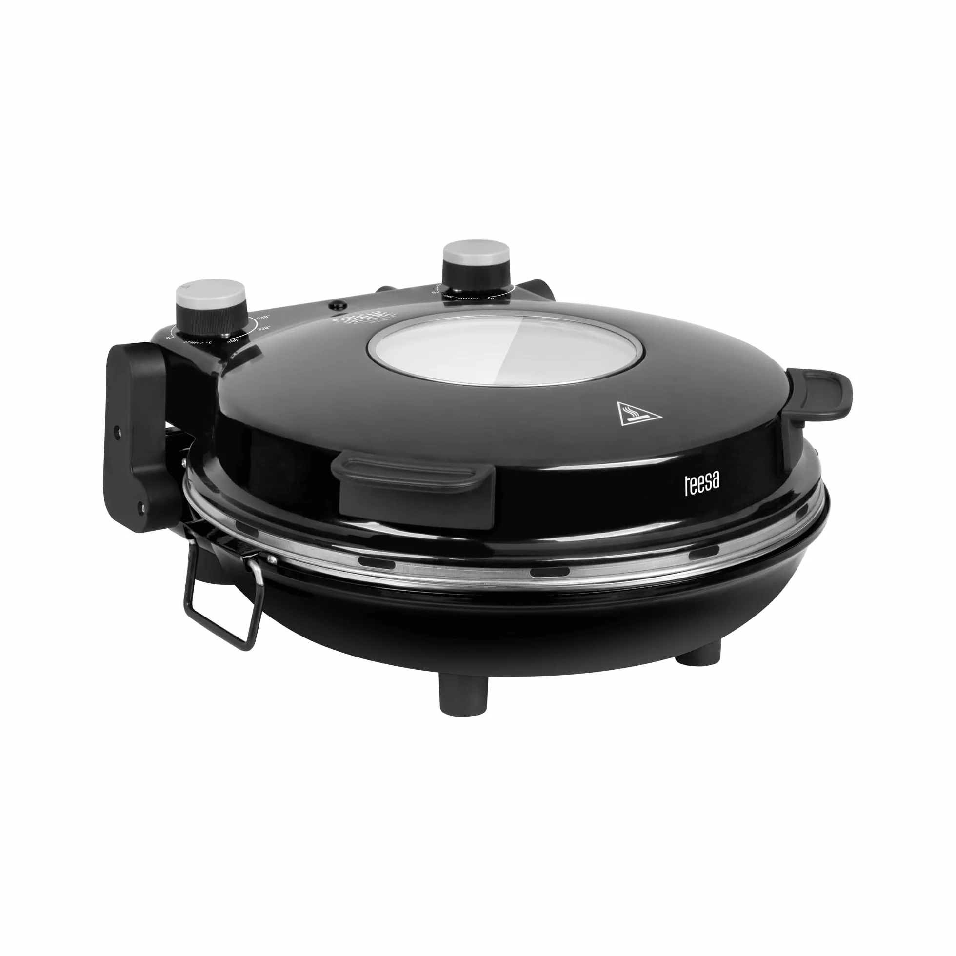 Teesa Domowy Piec do Pizzy SUPREME Moc 1200W Regulacja Temperatury 80-400°C Średnica Kamienia 32 cm Okno w Pokrywie TSA3231