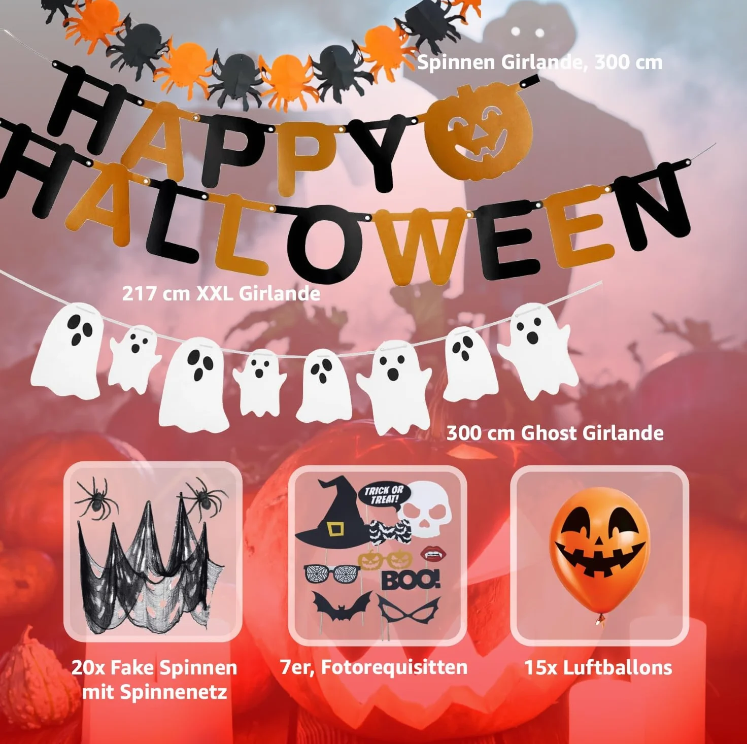 Zestaw dekoracji Halloween 30 elementów do domu i ogrodu