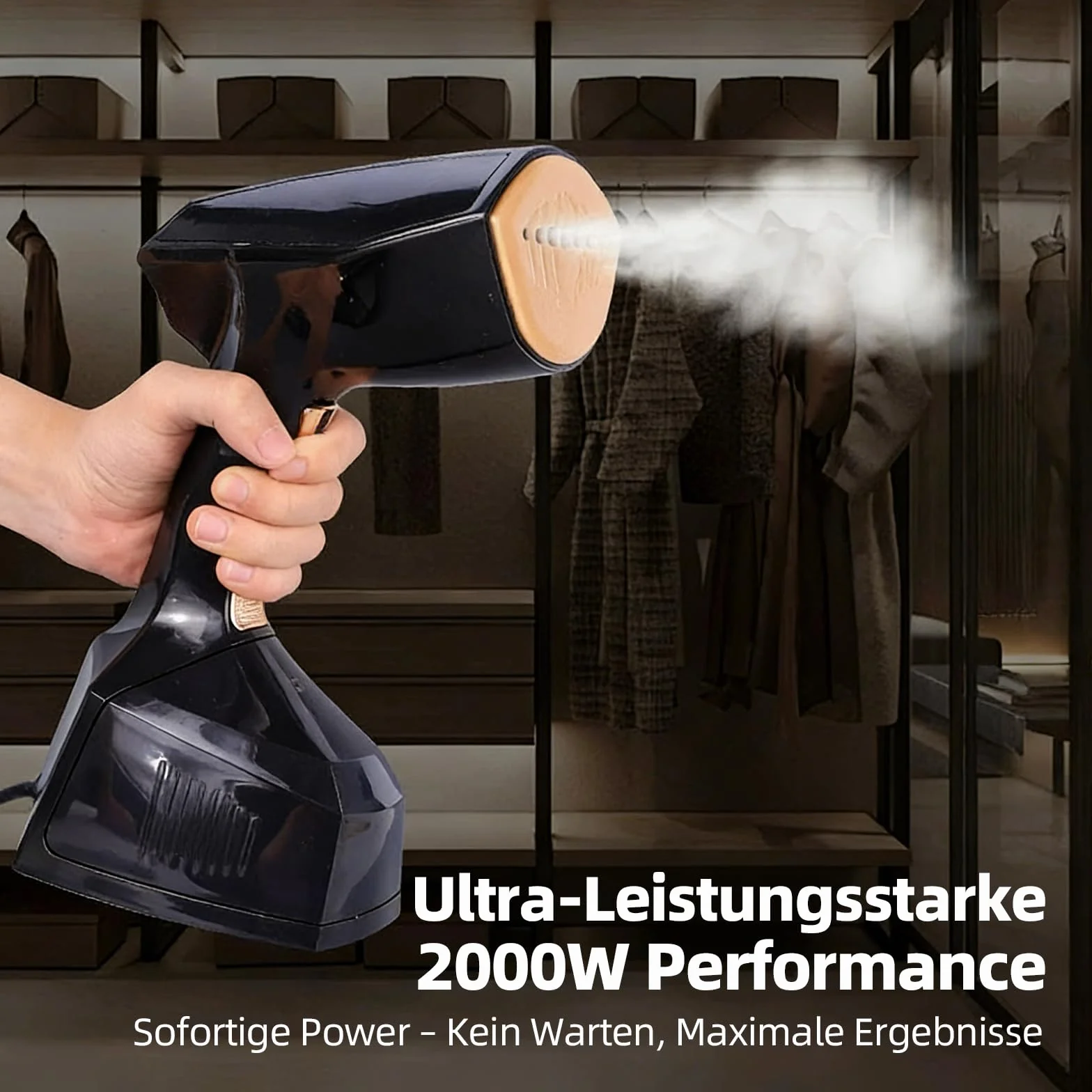 YueLi Ręczna prasownica parowa 2000 W i zbiornik na wodę 300 ml – przenośne, kompaktowe urządzenie do prasowania na mokro i na sucho, z wydajną szczotką parową, w zestawie rękawice odporne na wysokie