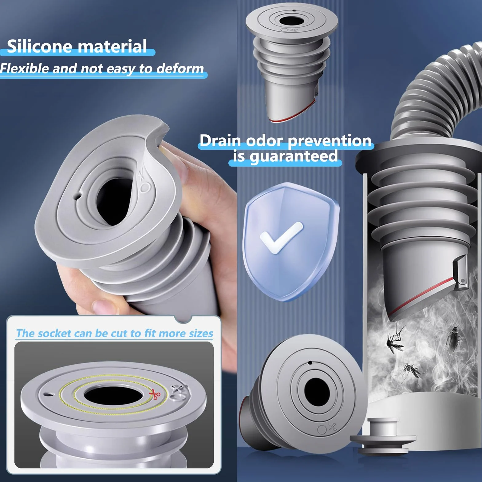 Korek uszczelniający do pralki WISIRENT, 2 szt. 35-40 mm szara uszczelka do węża spustowego pralki, pierścień uszczelniający do węża spustowego wody do pralki