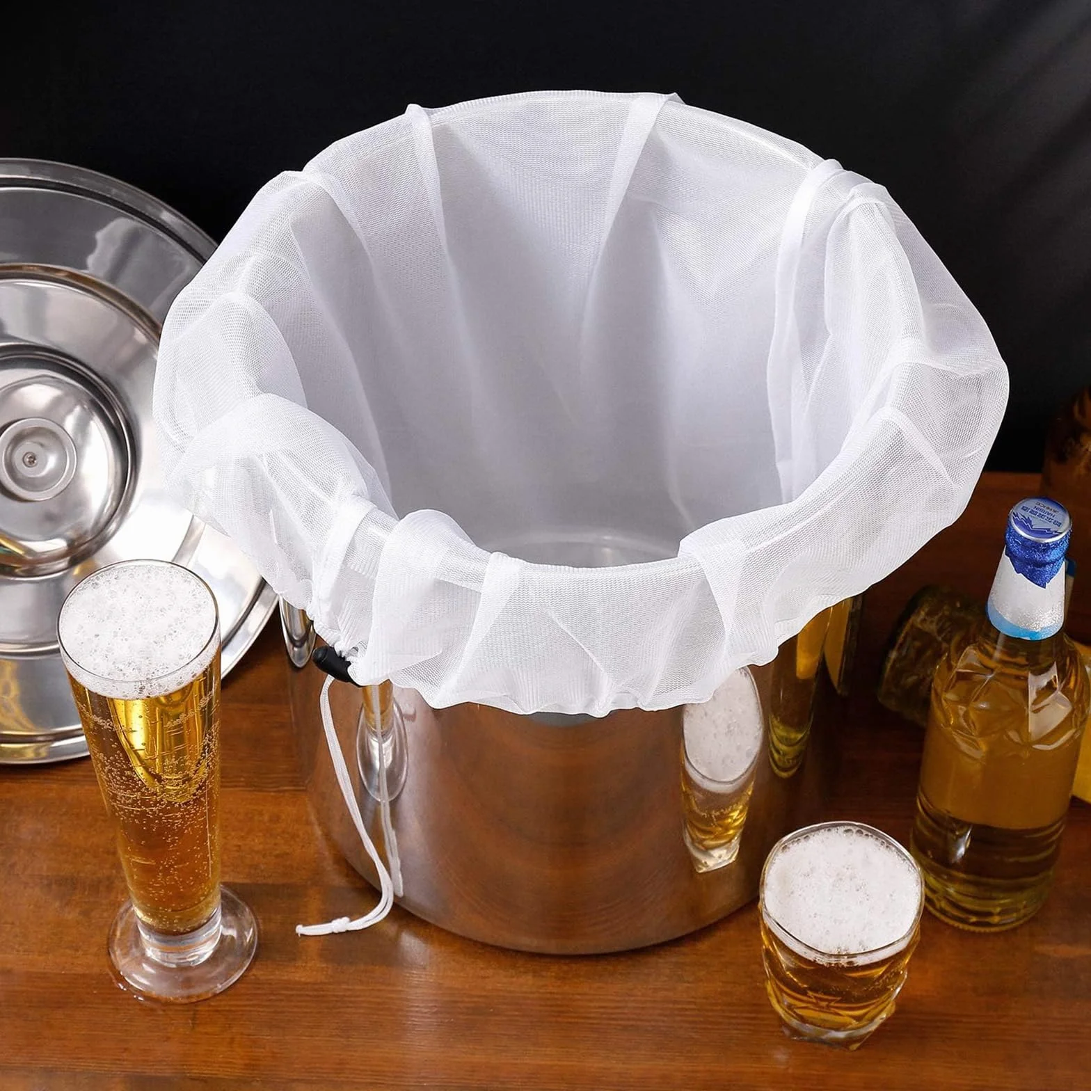 Nylon Brew Bags filtr do piwa i wina, 66 * 56 cm filtr chmielowy, worek chmielowy ze sznurkiem, worek sitkowy do domowego warzenia, worek do warzenia filtr do wina, piwa, ciasta, ziaren
