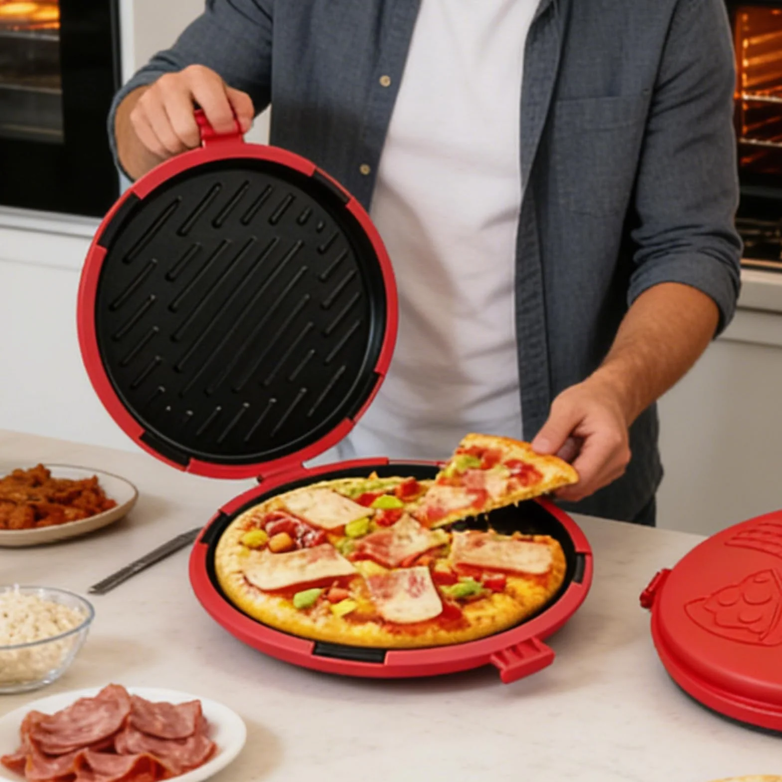 Przyrząd do kanapek do mikrofali Szybko nagrzewająca się patelnia grillowa | Toster do kanapek mikrofalowych Do kuchni, akademika, piekarnika – idealna do pizzy, naleśników i