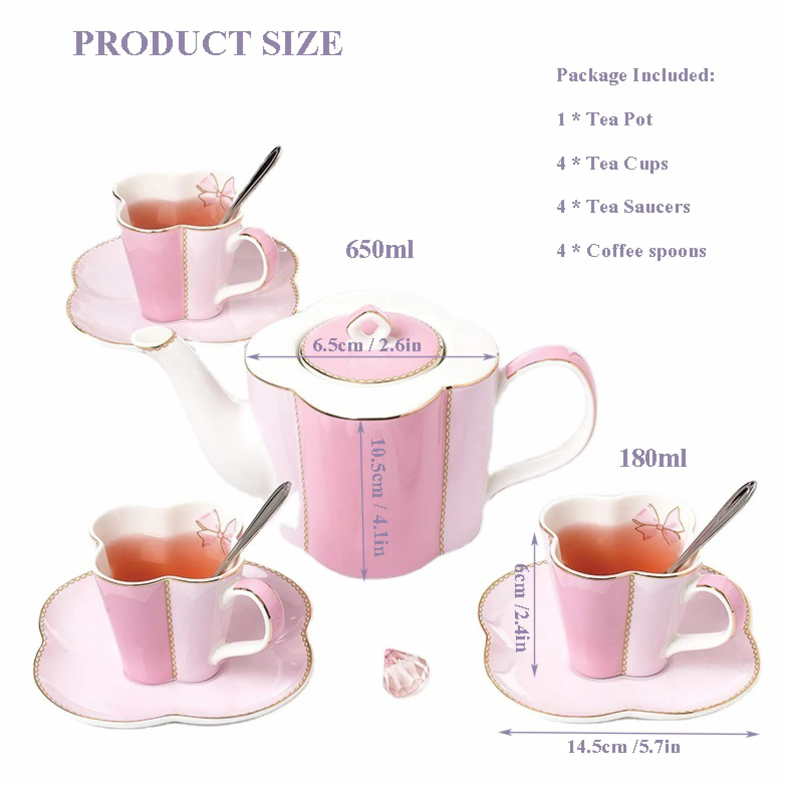 Herbaty i talerze, Porcelanowe ceramiczne zestawy upominkowe do kawy i herbaty Filiżanka kawy do serii 4 Czajniczek z porcelany kostnej z filiżankami i łyżeczkami Urodzinowe prezenty ślubne