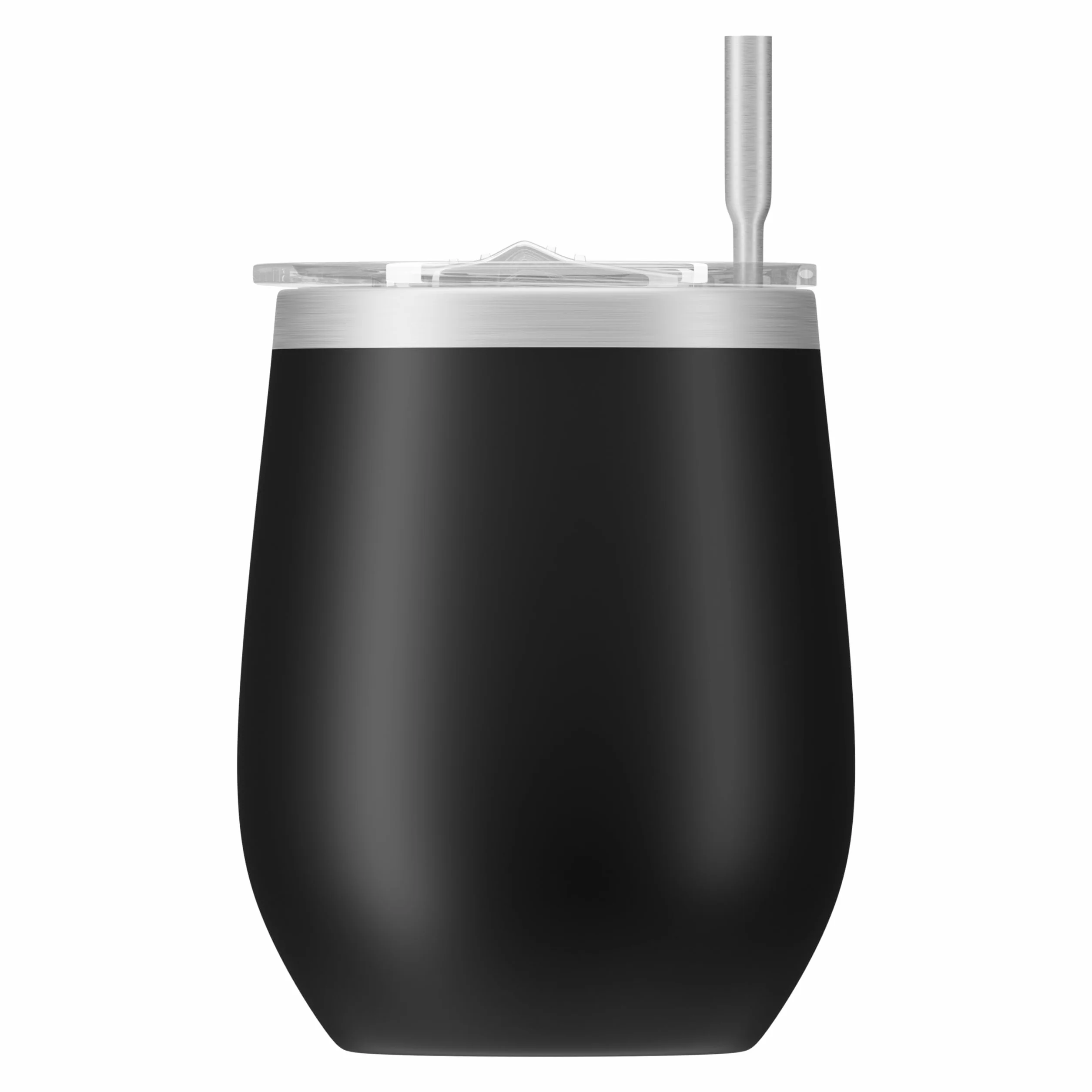 Aquafloow Kubek do Yerba Mate 350 ml + 2 Stalowe Słomki, Kubek z Podwójnymi Ściankami do Yerba Mate | Pokrywka Wolna od BPA, Zestaw do Herbaty ze Stali Nierdzewnej do Mate, Yerba – Czarny