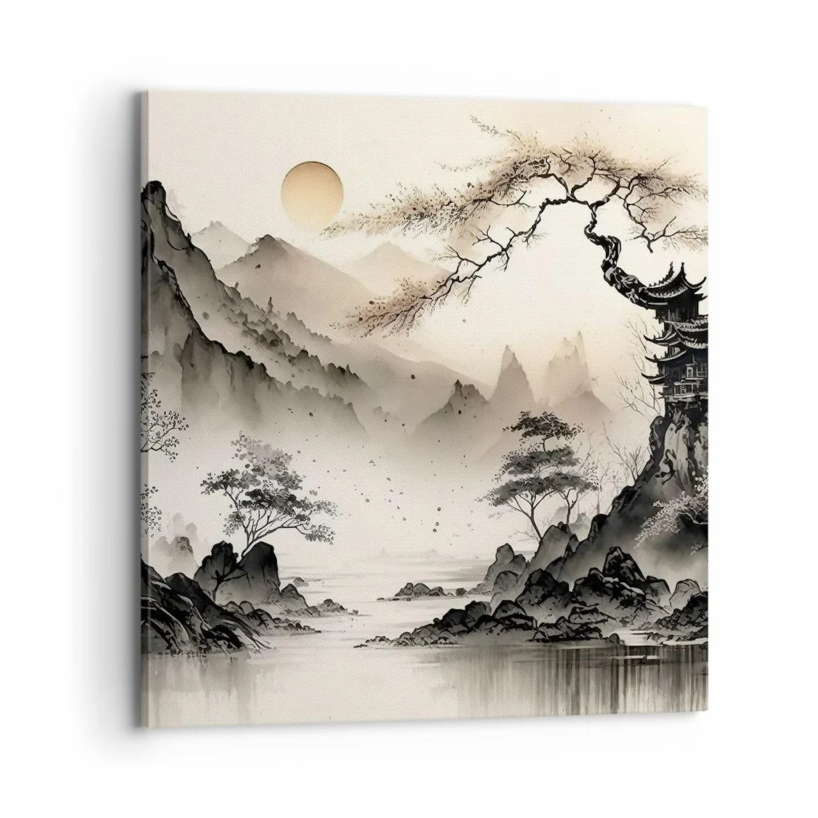 ARTTOR Dekoracja ścienna Salon Azja Japonia Widok Obraz na płótnie w ramie 70x70cm Nowoczesny Sypialnia Kuchnia Deko Sztuka na ścianę Duży Obrazy Art Foto Wall Decor Canvas AC70x70-5777